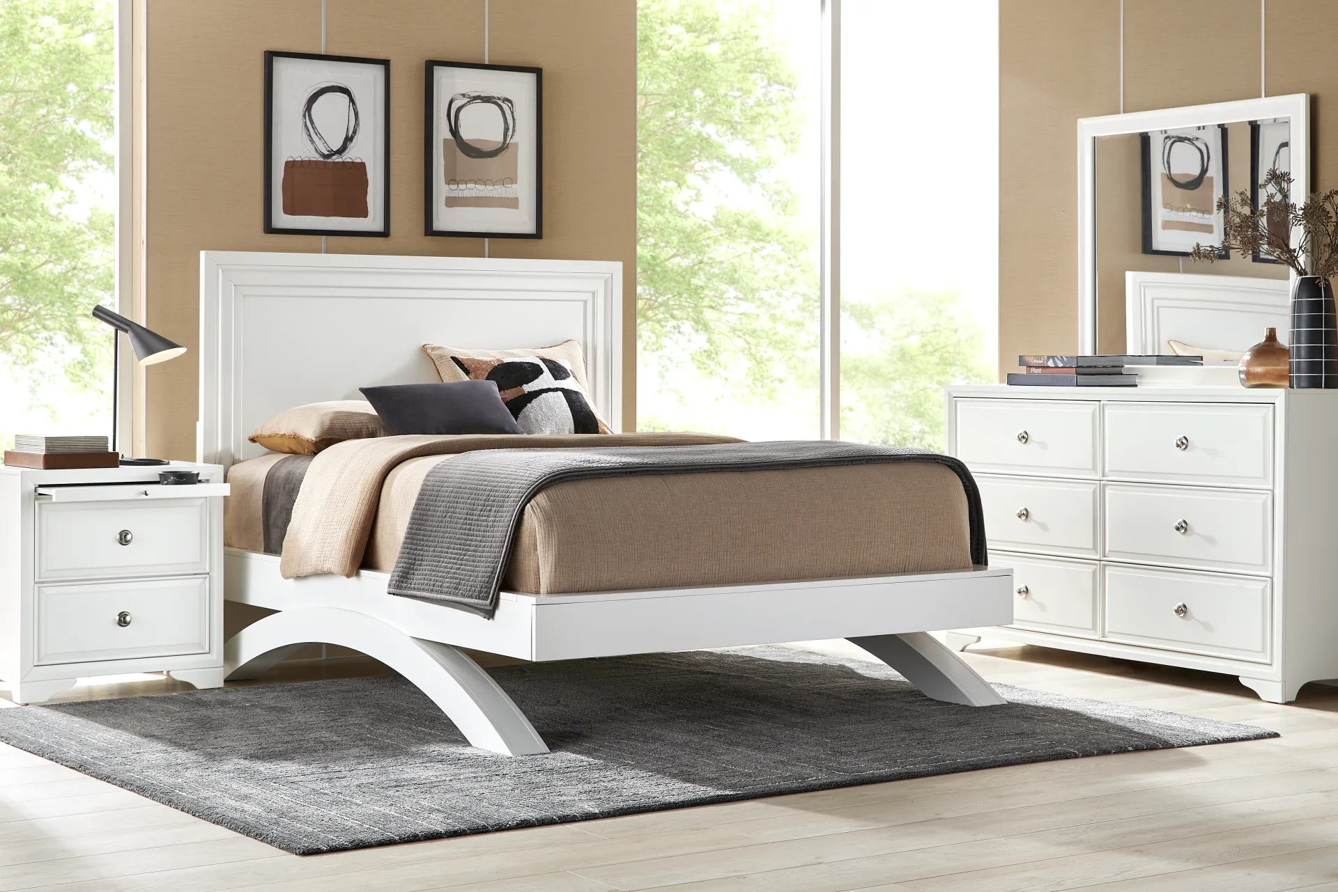Belcourt White 3 Pc Queen Panel Arch Bed - Image 1
