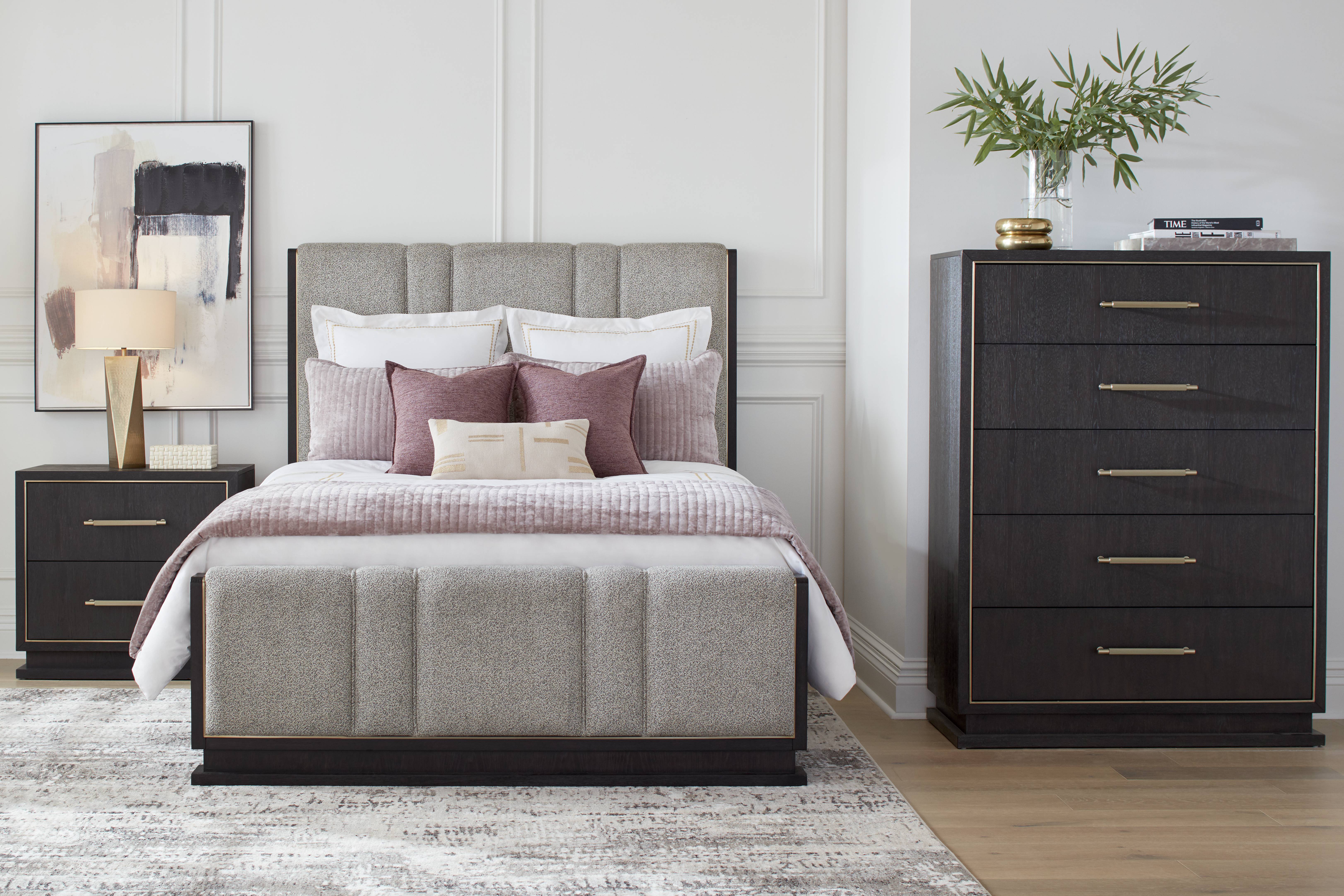 Wilshire Merlot 5 Pc Queen Upholstered Bedroom - Thumbnail - Image 1