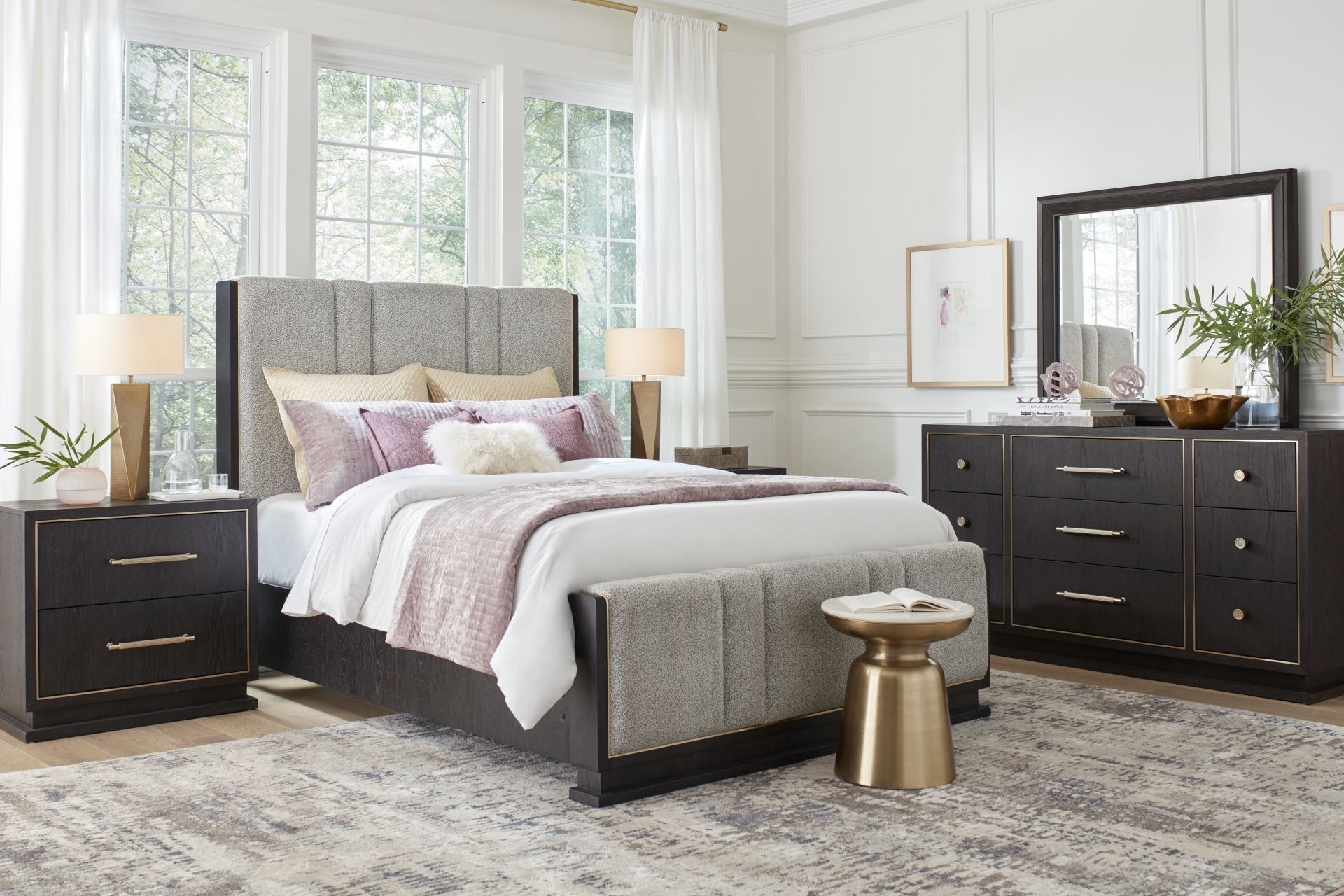 Wilshire Merlot 7 Pc Queen Upholstered Bedroom - Image 1