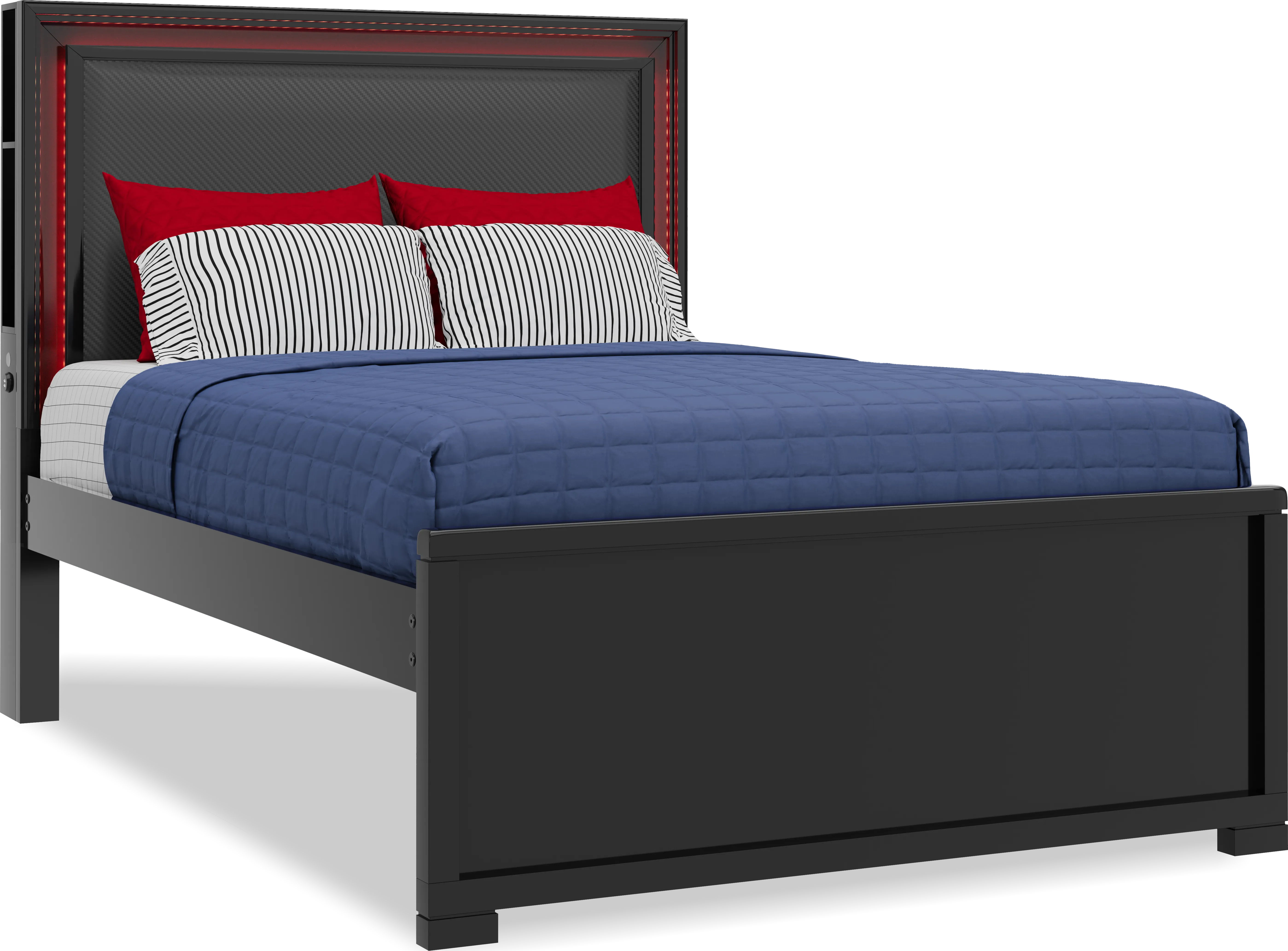 Kids Carbon Optix Black Full Bed with LED Lights - Thumbnail - Image 1
