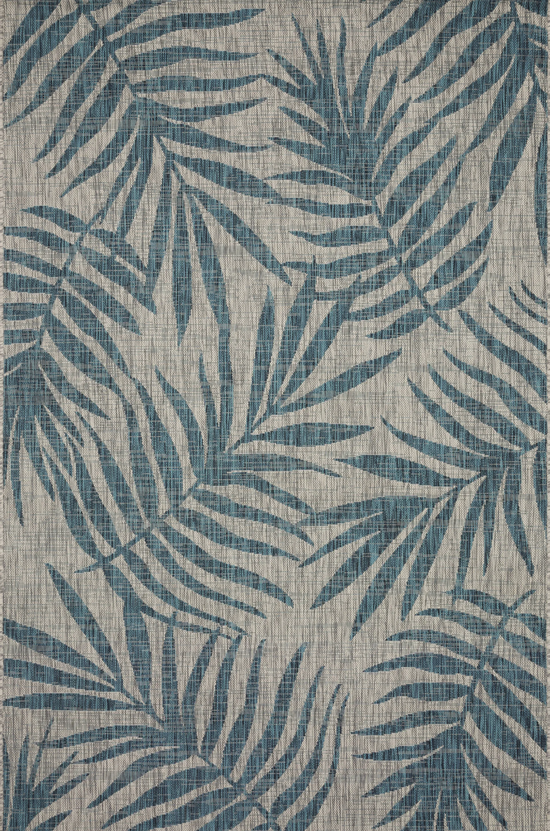 Scattered Palms Aqua 7'10 x 10'9 Indoor/Outdoor Rug - Image 1