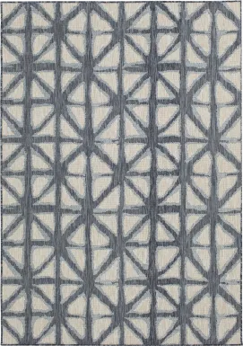 Shibori Stripes Dark Blue 5' x 7'3 Indoor Outdoor/Rug