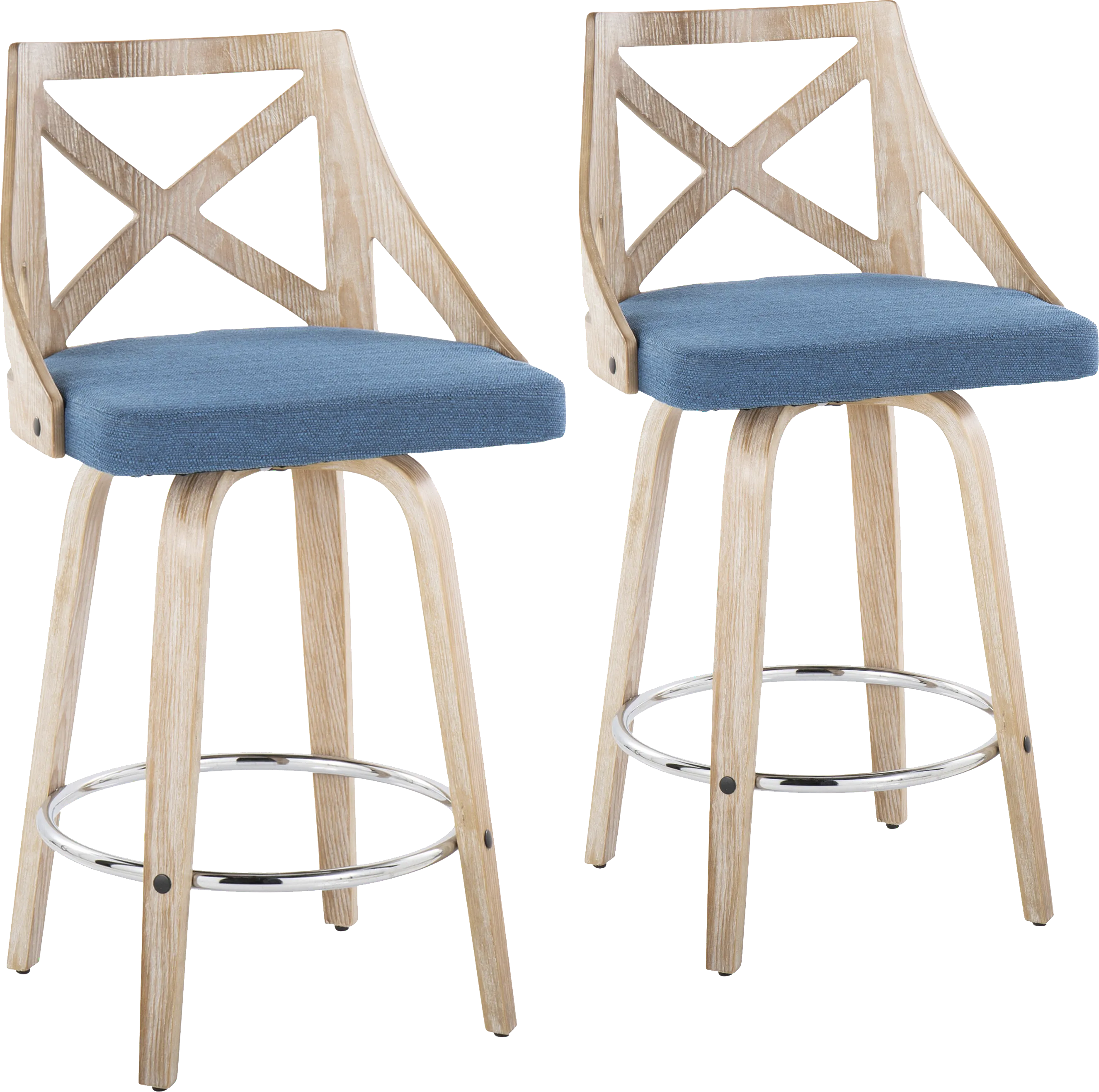 Hasbrouck III Blue Swivel Counter Height Stool, Set of 2 - Thumbnail - Image 1