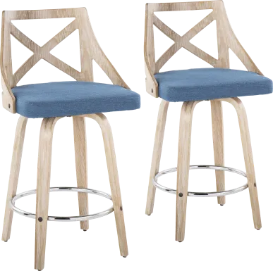 Hasbrouck III Blue Swivel Counter Height Stool, Set of 2