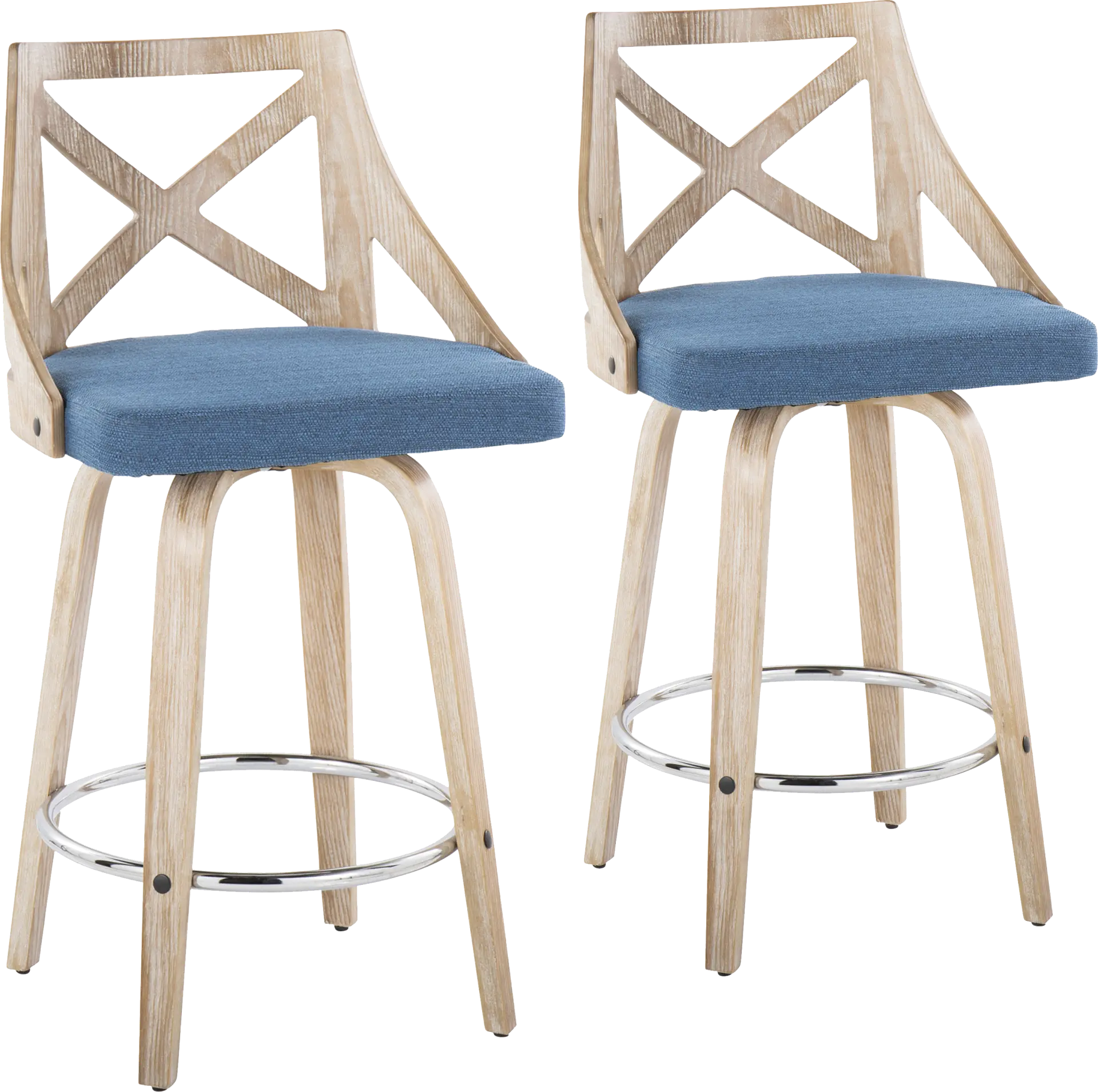 Hasbrouck III Blue Swivel Counter Height Stool, Set of 2