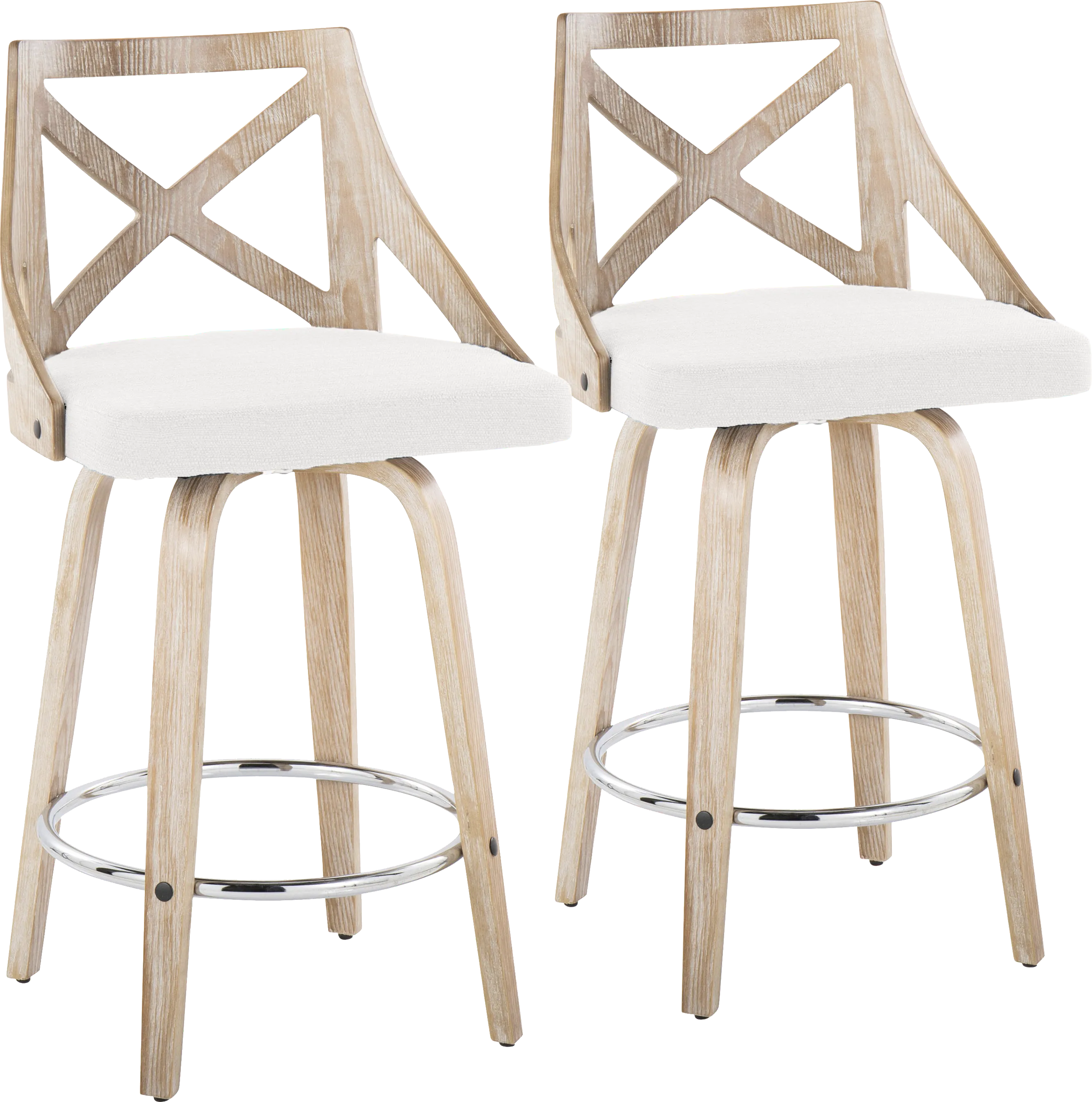Hasbrouck III Cream Swivel Counter Height Stool, Set of 2 - Thumbnail - Image 1