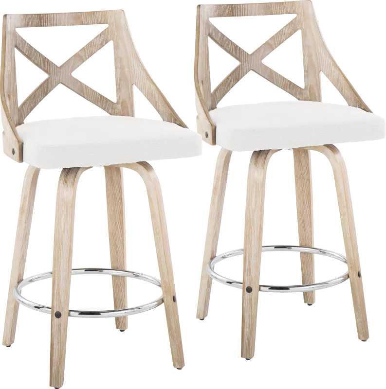Hasbrouck III Cream Swivel Counter Height Stool, Set of 2