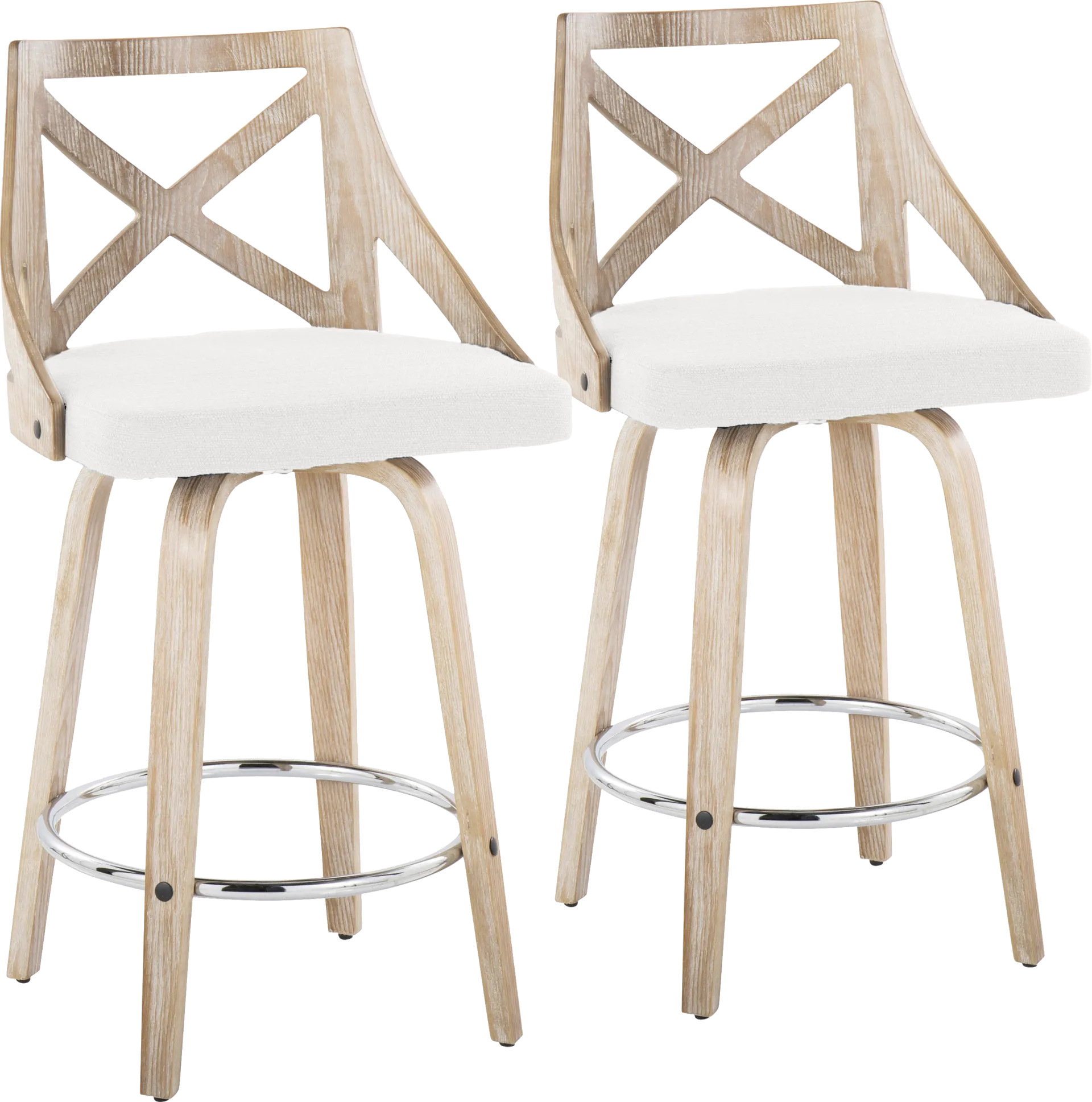 Hasbrouck III Cream Swivel Counter Height Stool, Set of 2 - Image 1