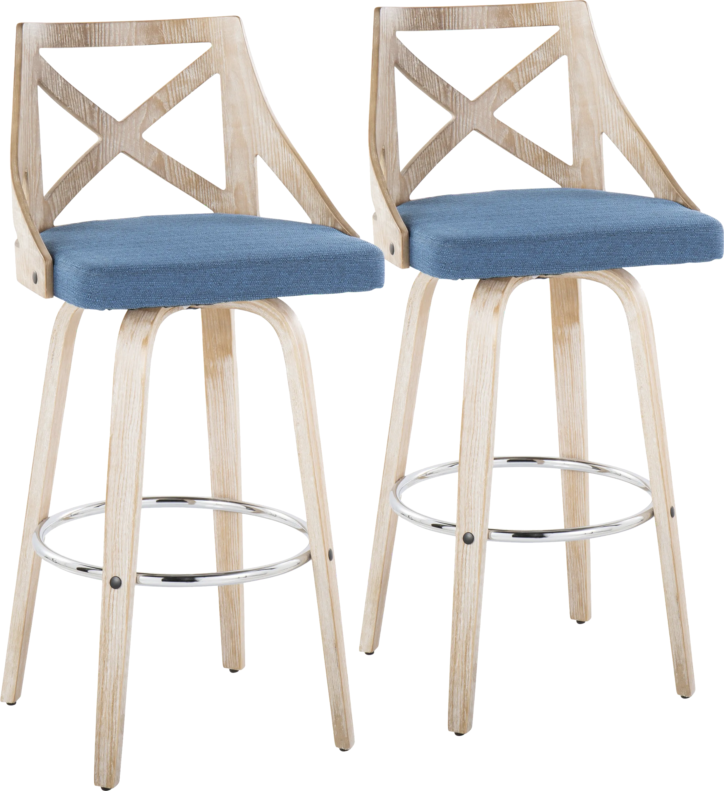 Hasbrouck III Blue Swivel Barstool, Set of 2 - Thumbnail - Image 1