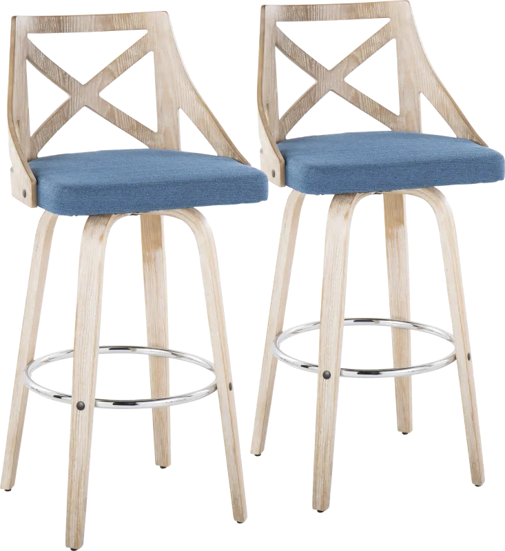 Hasbrouck III Blue Swivel Barstool, Set of 2