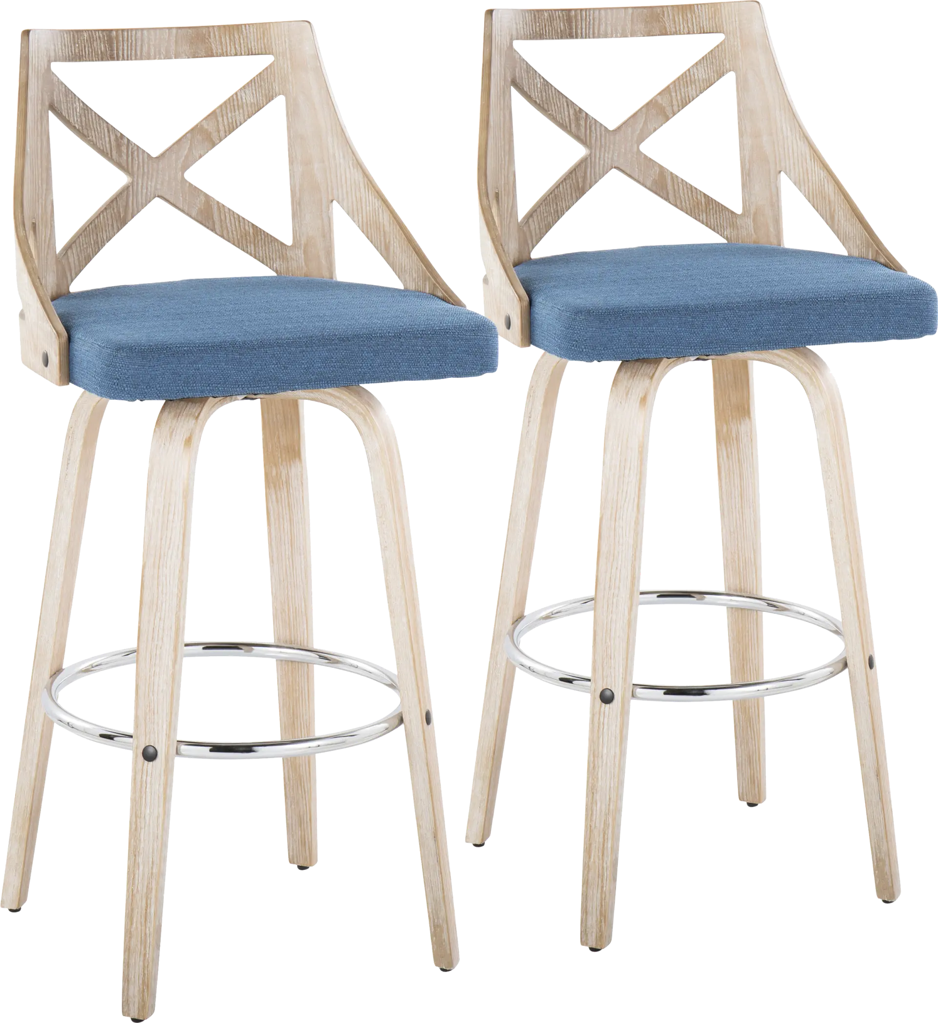 Hasbrouck III Blue Swivel Barstool, Set of 2