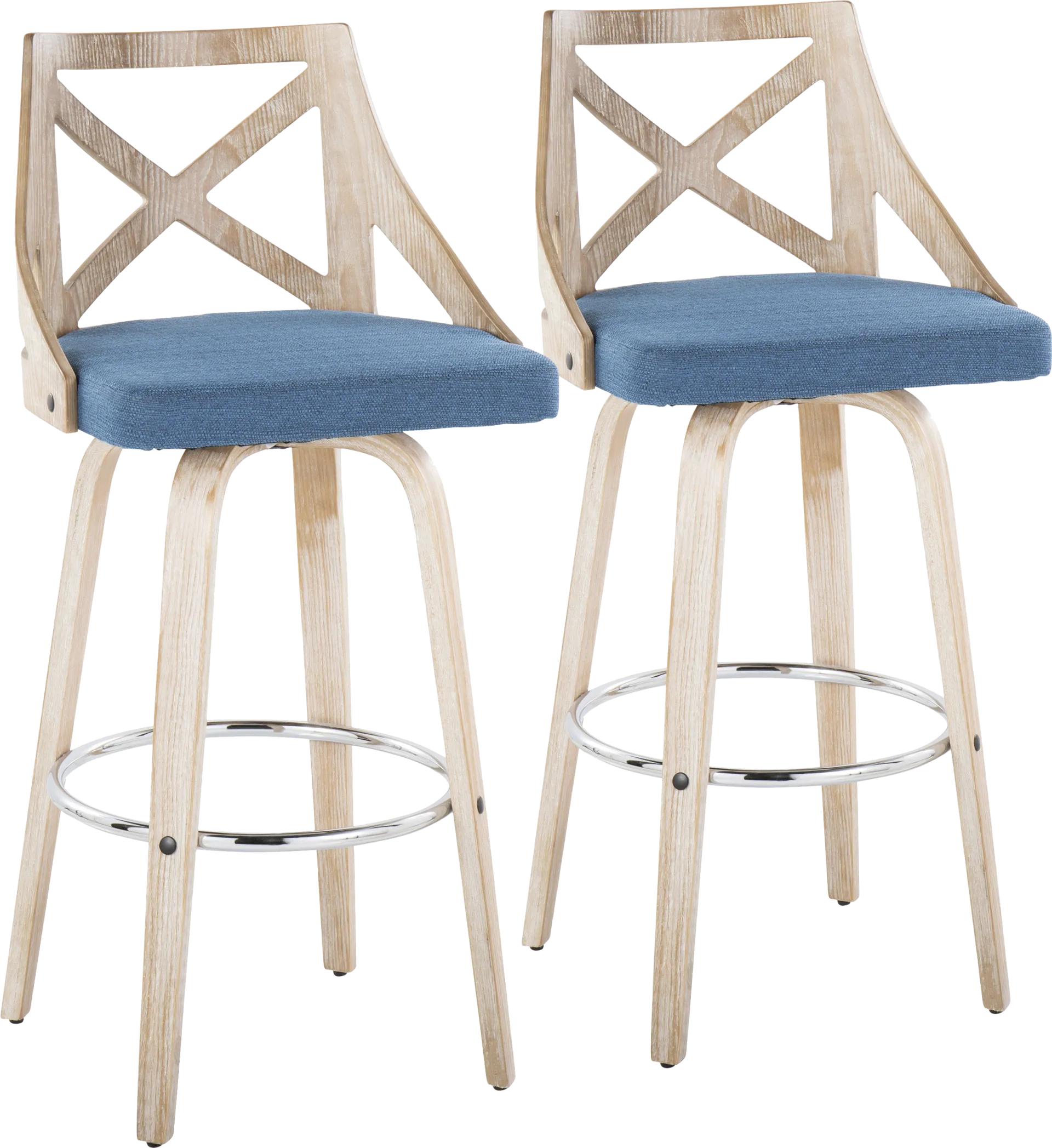 Hasbrouck III Blue Swivel Barstool, Set of 2 - Image 1