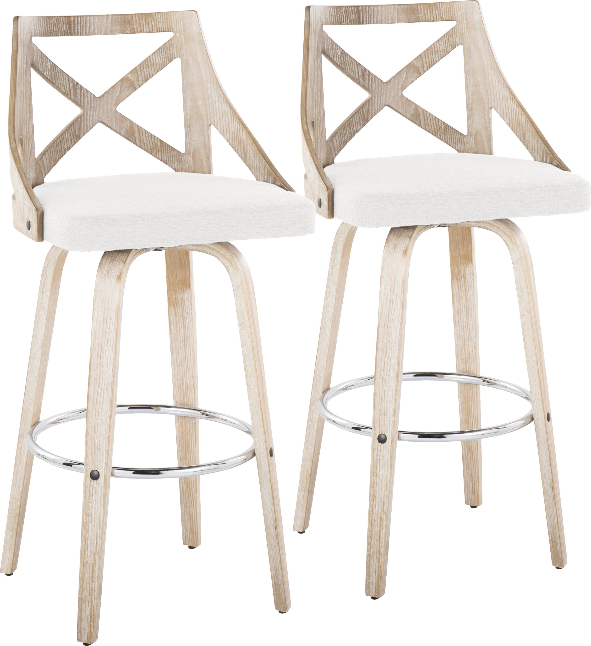 Hasbrouck III Cream Swivel Barstool, Set of 2 - Thumbnail - Image 1