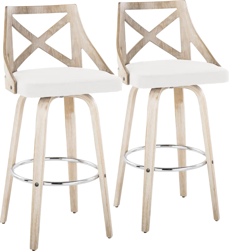 Hasbrouck III Cream Swivel Barstool, Set of 2