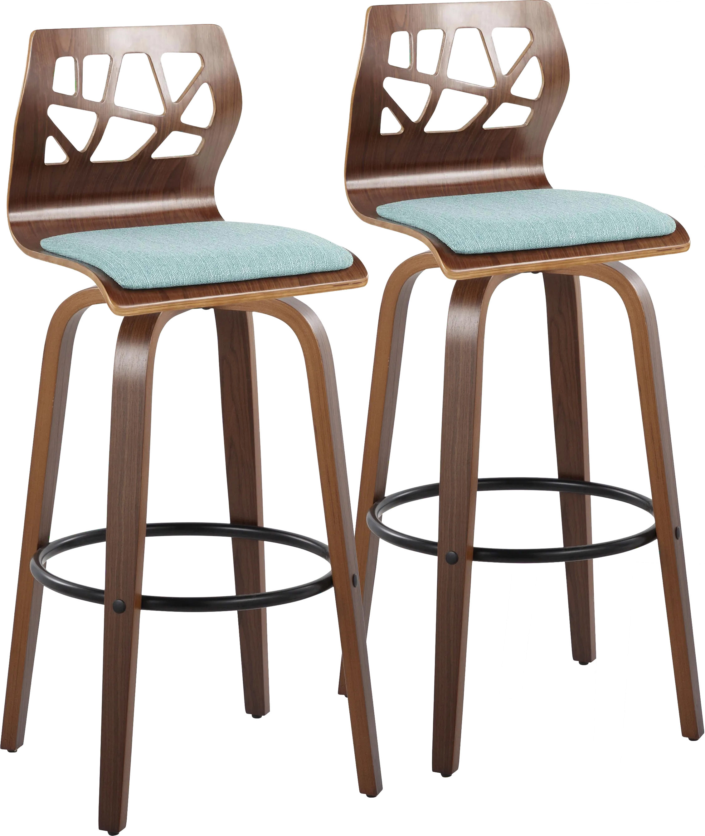 Watsonia Teal Swivel Barstool, Set of 2 - Thumbnail - Image 1