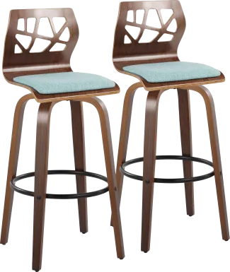 Watsonia Teal Swivel Barstool, Set of 2