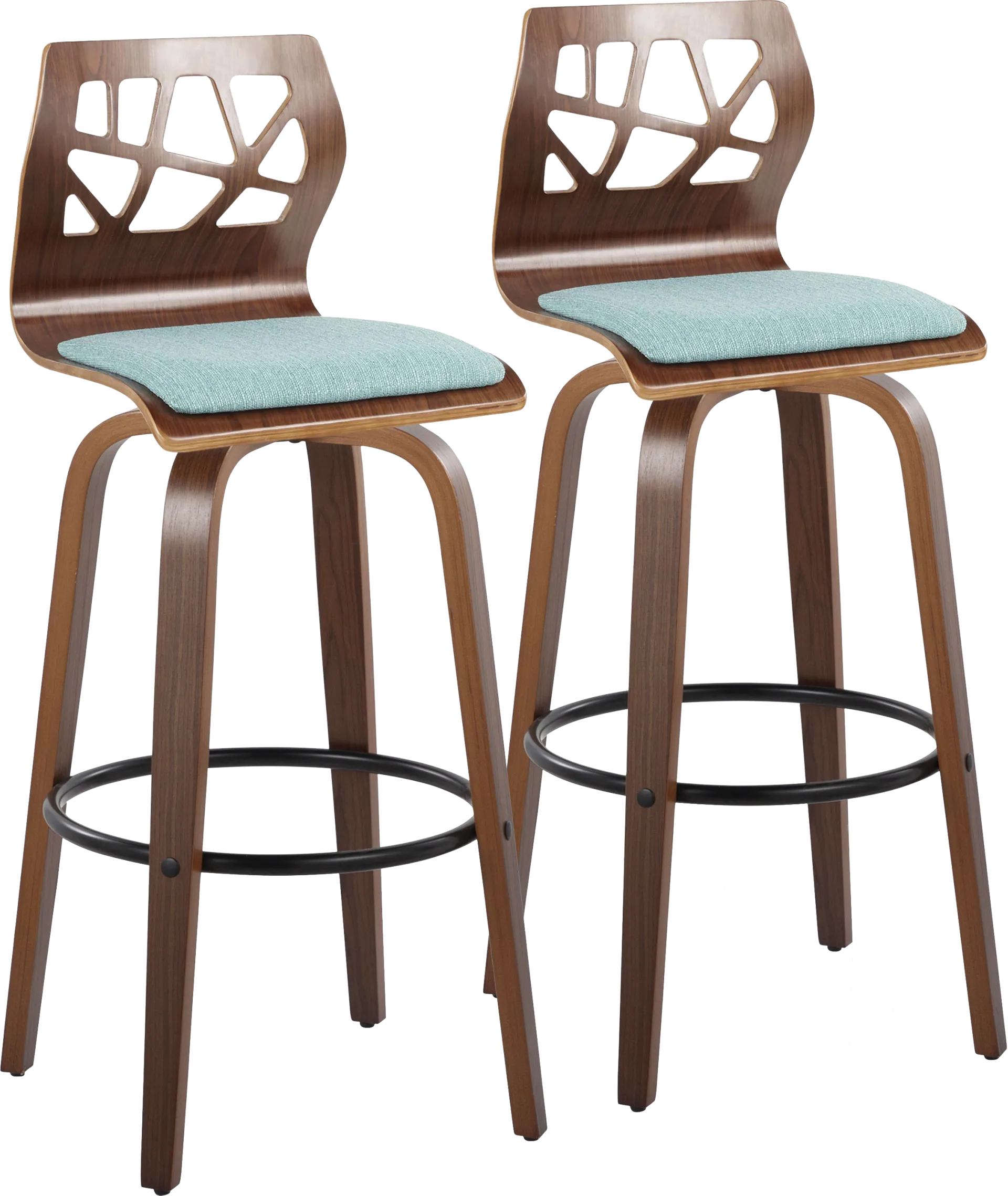 Watsonia Teal Swivel Barstool, Set of 2 - Image 1