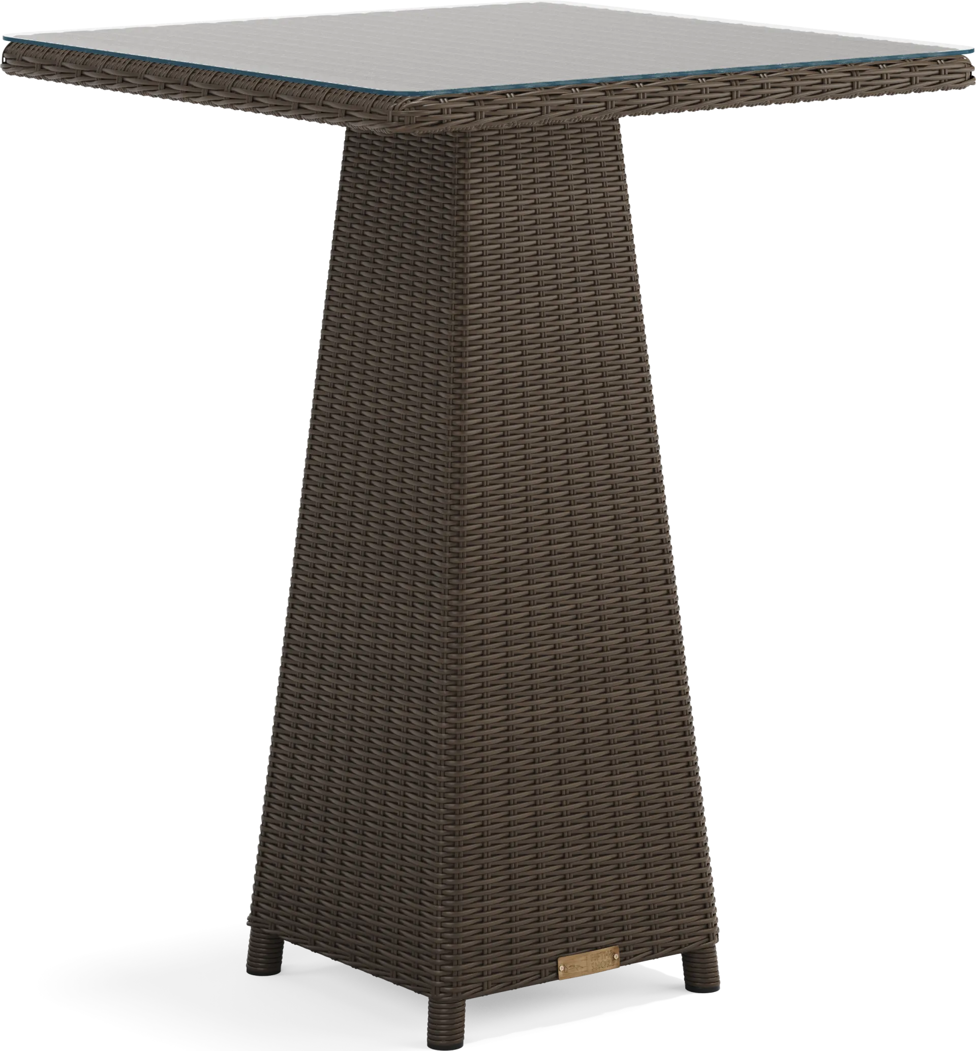 Patmos Brown Wicker 36 in. Square Outdoor Bar Table - Image 1