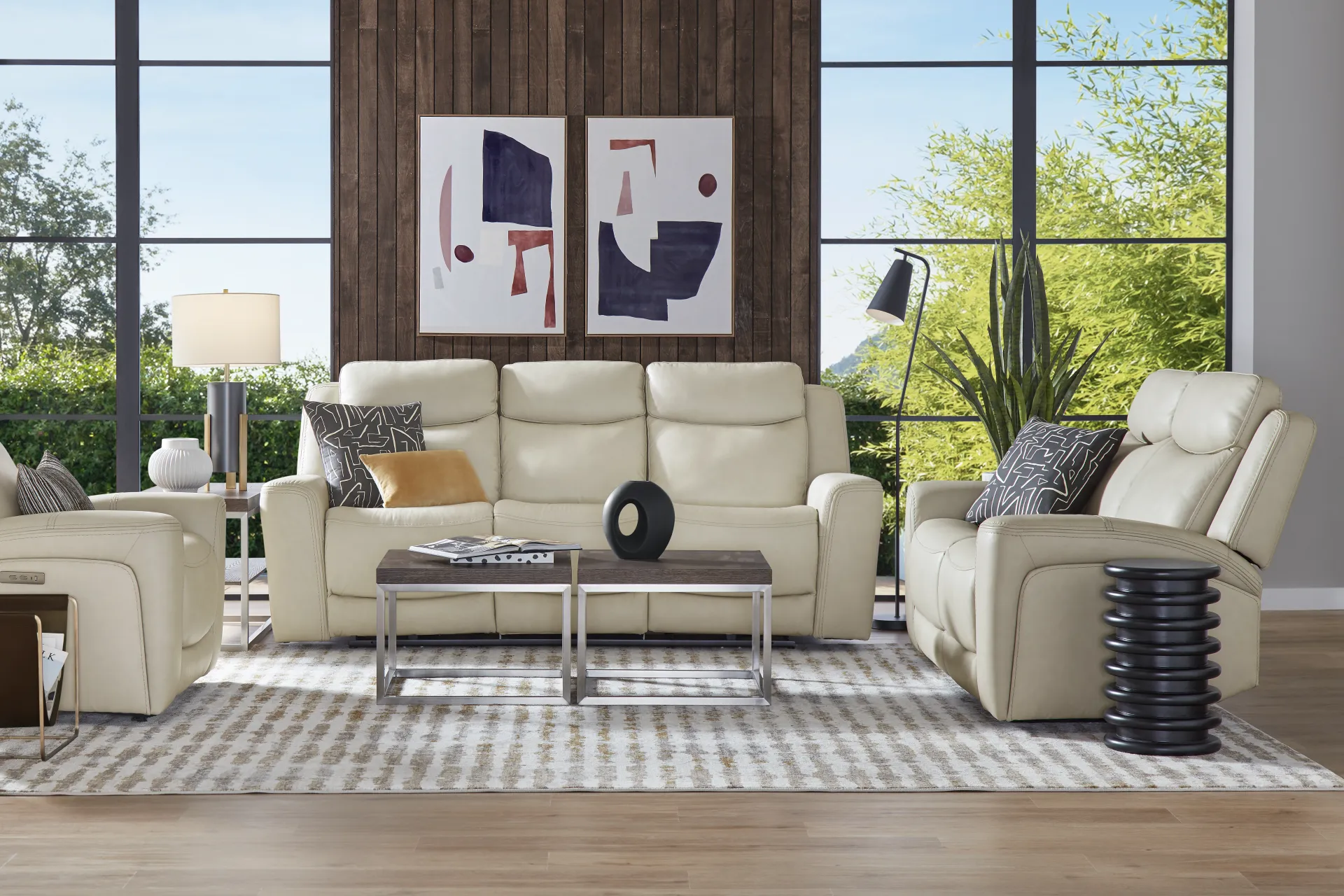 Davidson Platinum Leather Dual Power Reclining Sofa - Image 1
