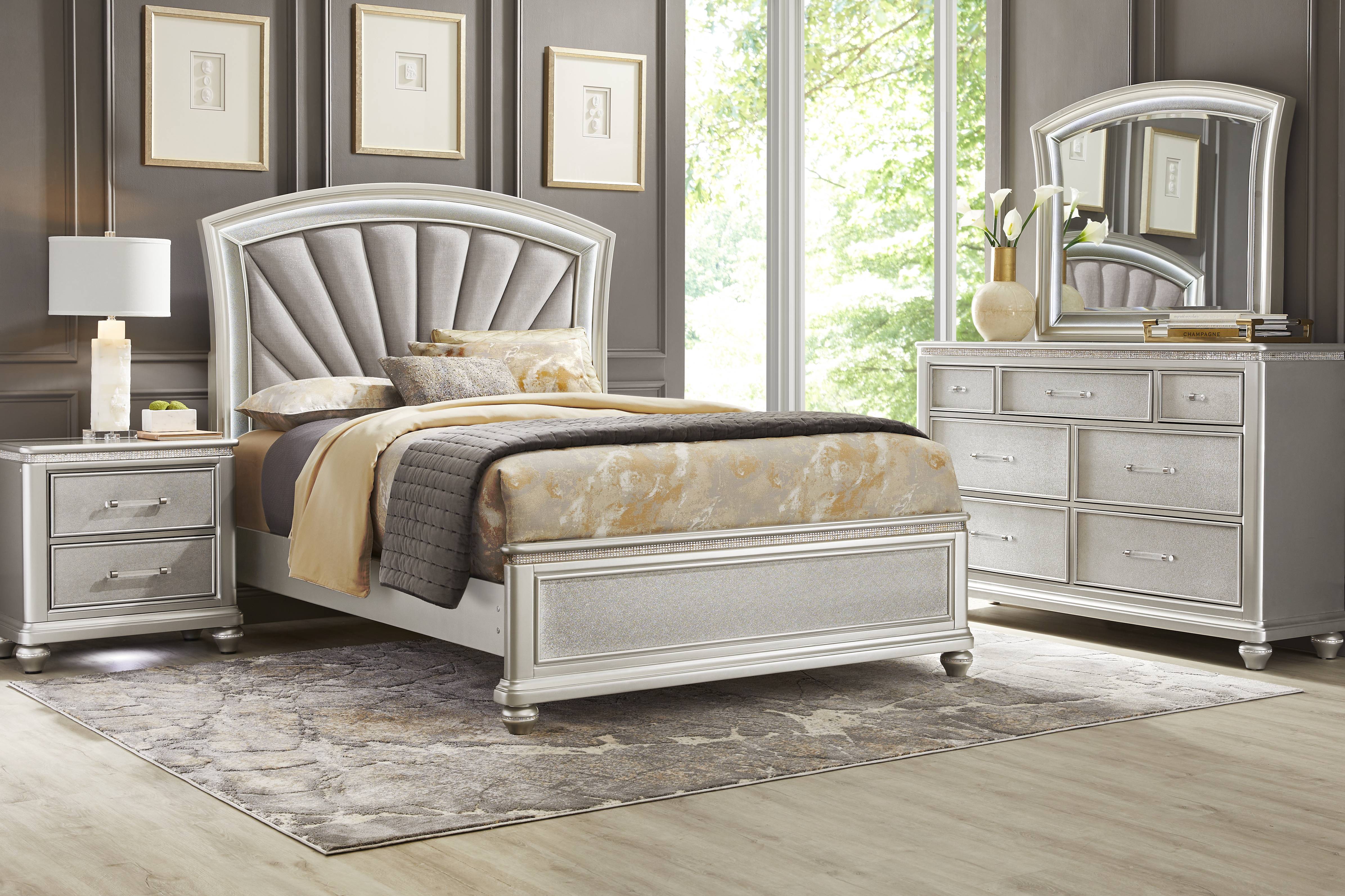 Starlet Lane Silver 5 Pc Queen Bedroom - Thumbnail - Image 1