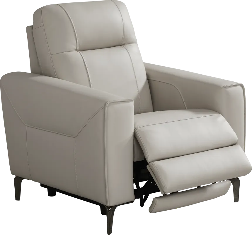 Parkside Heights Gray Leather Dual Power Recliner