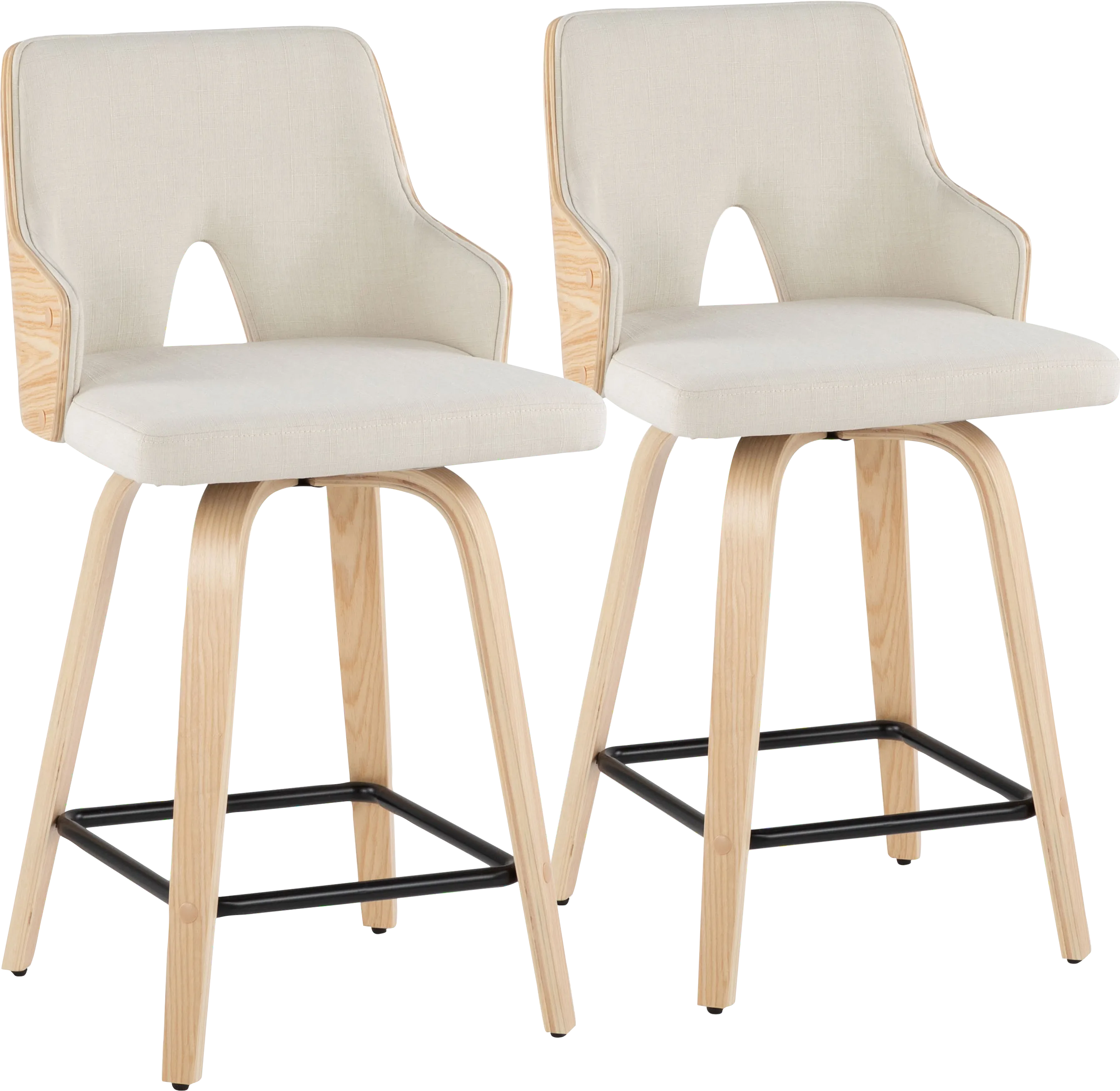 Gadson I Cream Swivel Counter Height Stool, Set of 2 - Thumbnail - Image 1