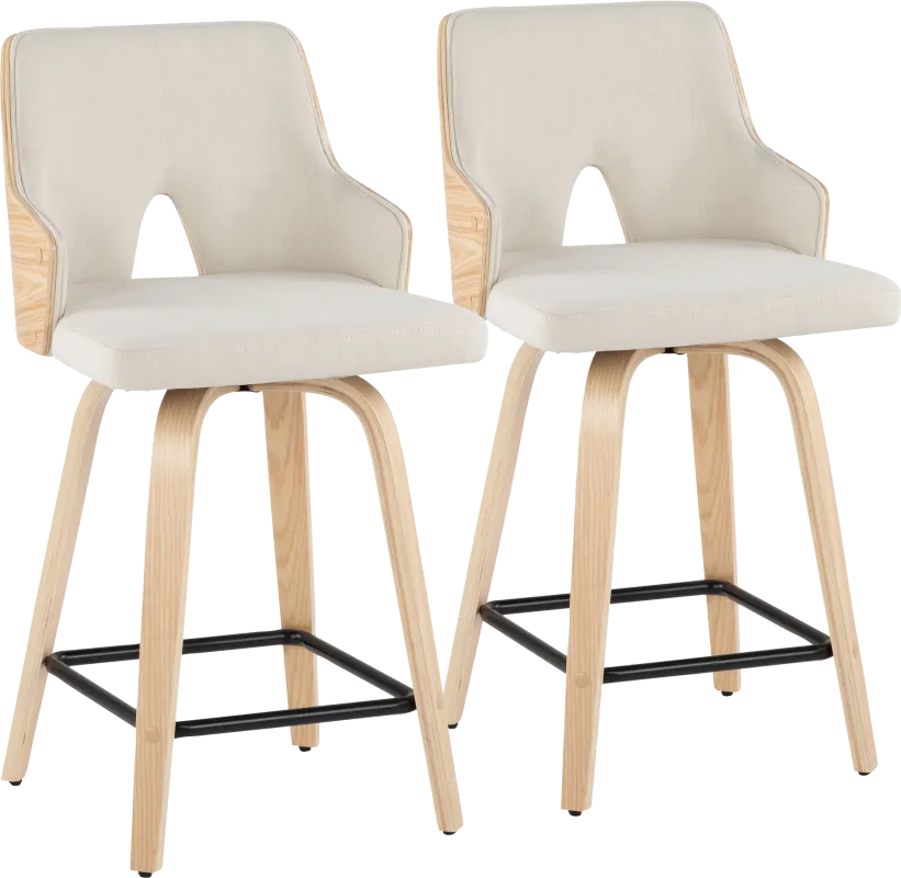 Gadson I Cream Swivel Counter Height Stool, Set of 2