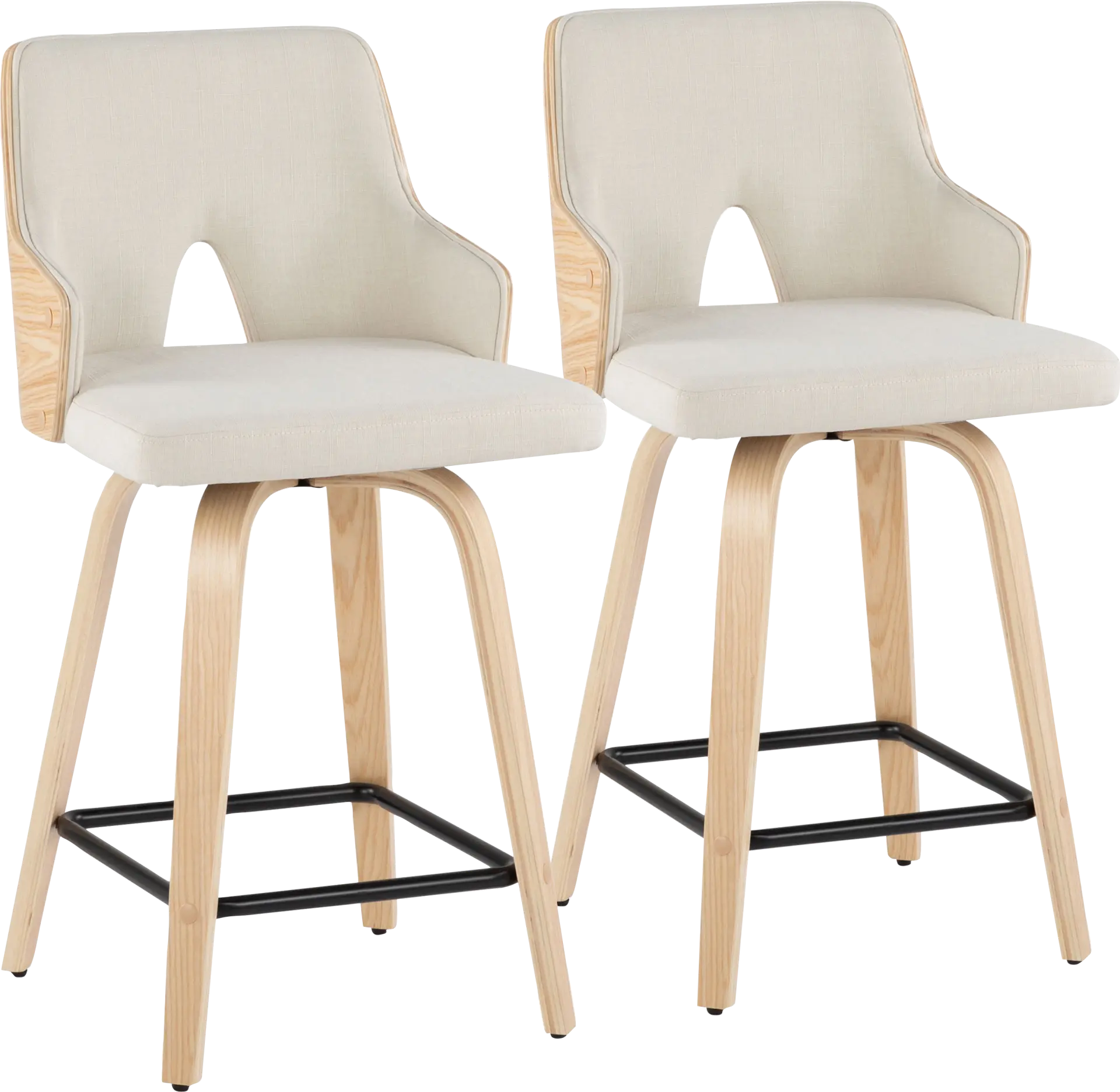 Gadson I Cream Swivel Counter Height Stool, Set of 2