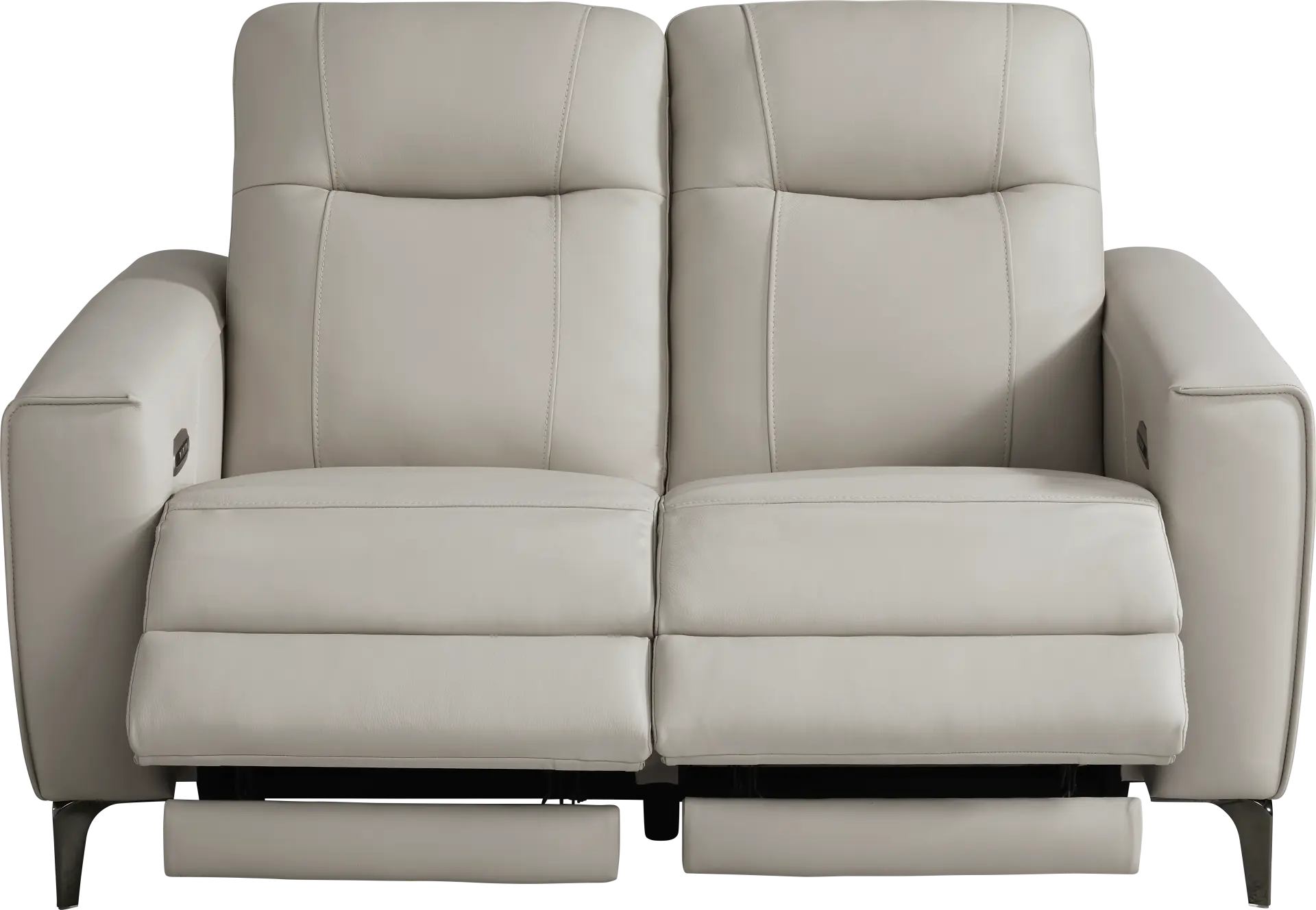Parkside Heights Gray Leather Dual Power Reclining Loveseat