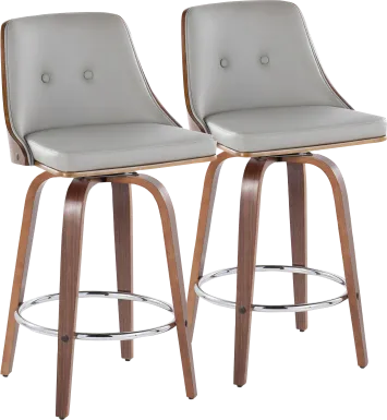 Jessaminnes I Gray Swivel Counter Height Stool, Set of 2