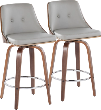 Jessaminnes I Gray Swivel Counter Height Stool, Set of 2