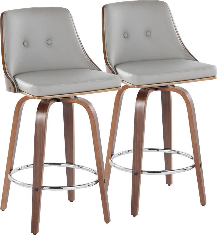 Jessaminnes I Gray Swivel Counter Height Stool, Set of 2