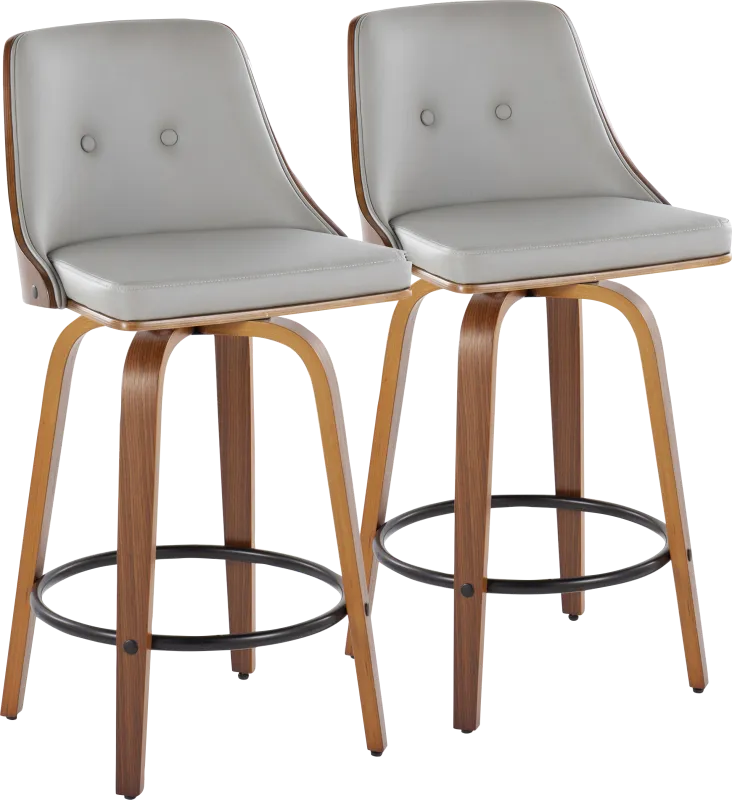 Jessaminnes III Gray Swivel Counter Height Stool, Set of 2