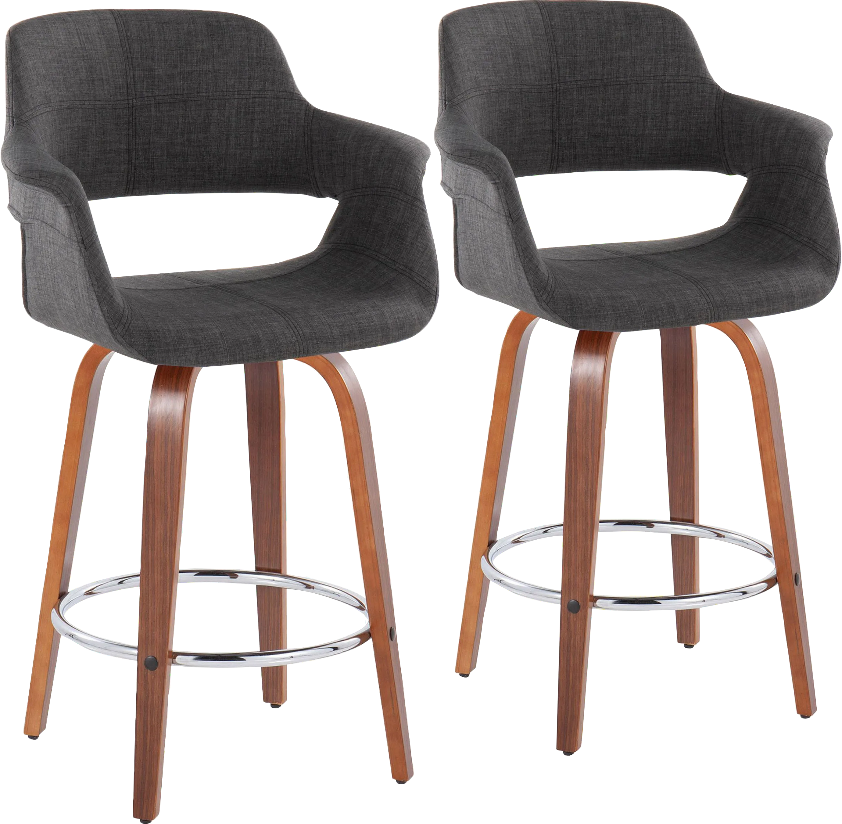 Lafanette V Charcoal Swivel Counter Height Stool, Set of 2 - Thumbnail - Image 1