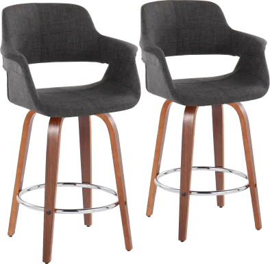Lafanette V Charcoal Swivel Counter Height Stool, Set of 2