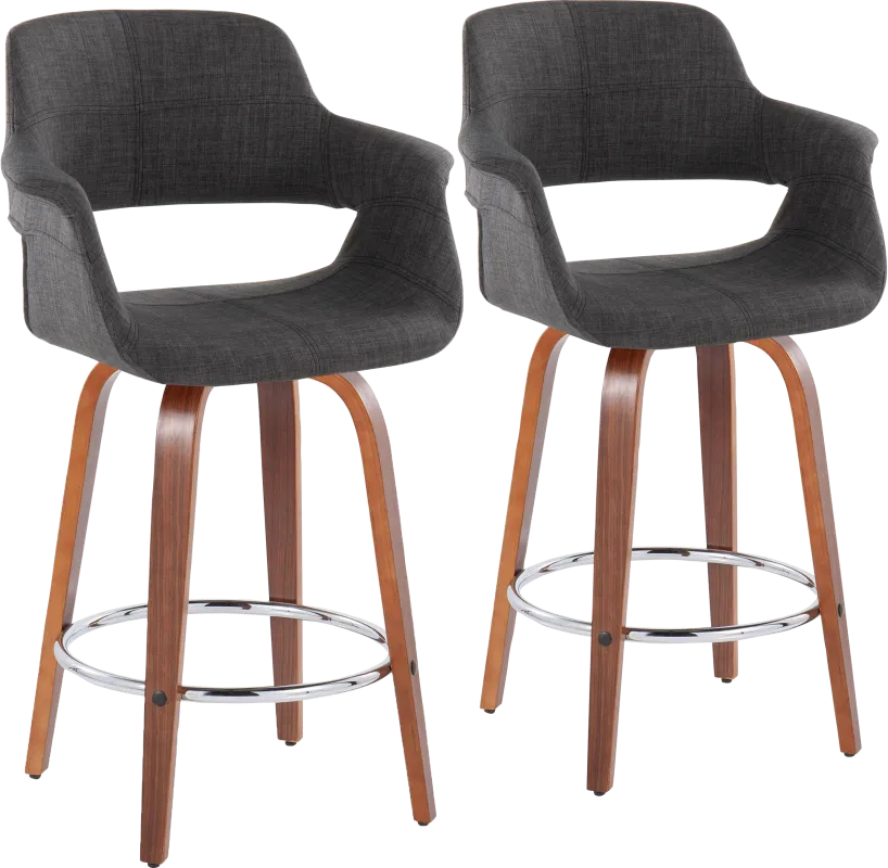 Lafanette V Charcoal Swivel Counter Height Stool, Set of 2