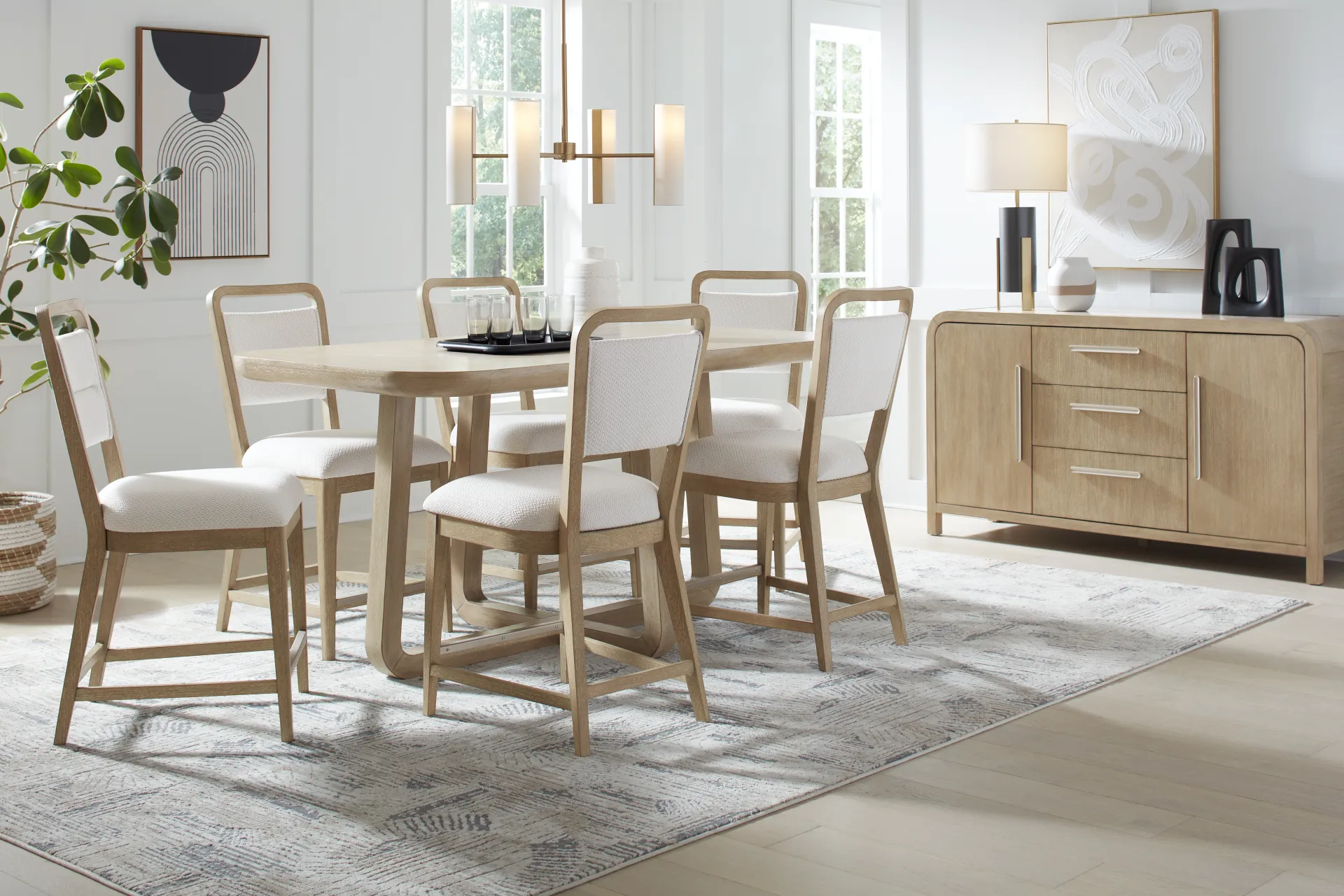 Canyon Sandstone 5 Pc Counter Height Dining Room with Upholstered Chairs - Image 1