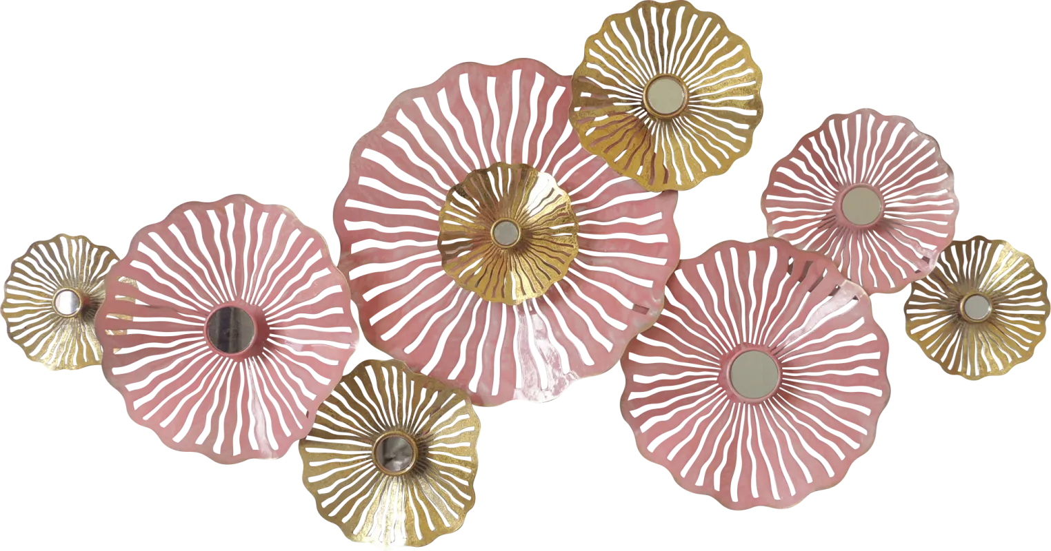 Kids Falling For Flowers Pink Metal Wall Art