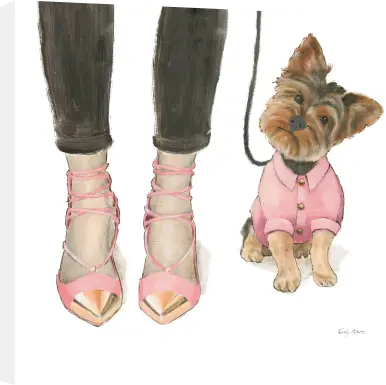 Kids Pretty Pup Pal Pink Canvas Wall Art