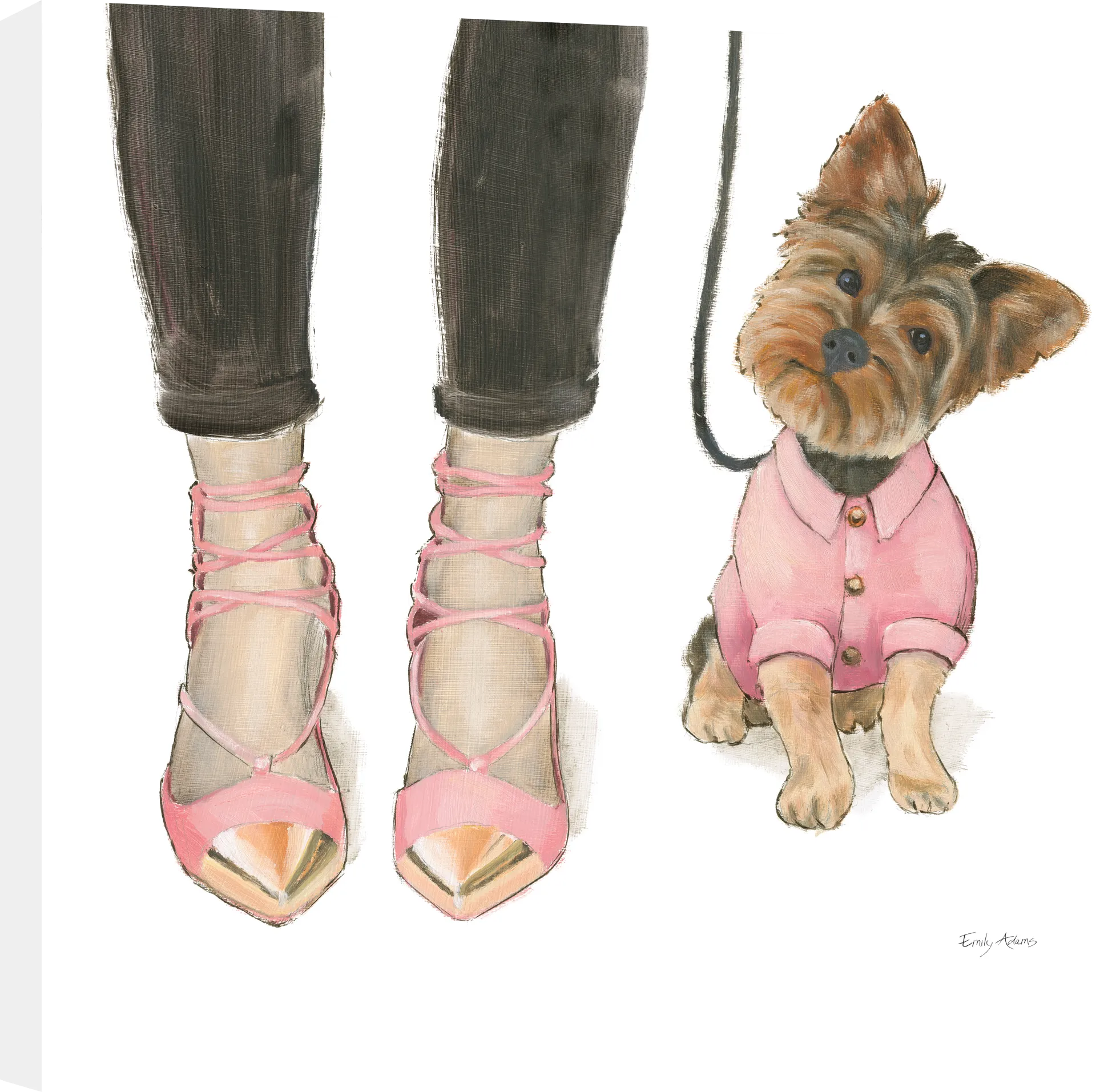 Kids Pretty Pup Pal Pink Canvas Wall Art - Image 1