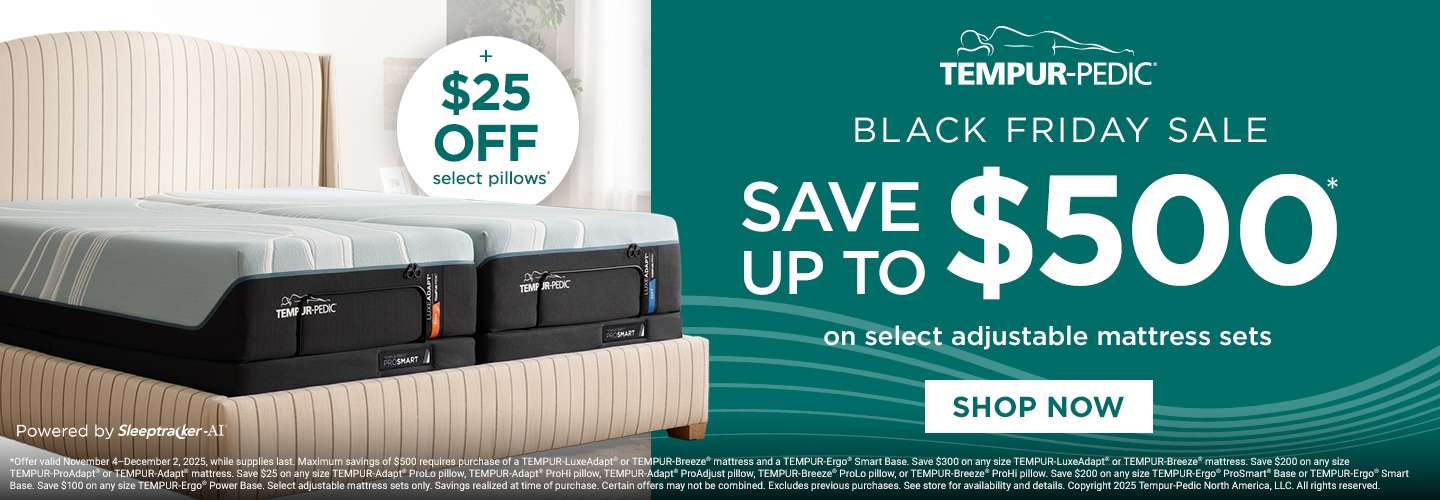 Black Friday Sale: Save up to $500 on select adjustable mattress sets. Plus, get $25 off select pillows.
