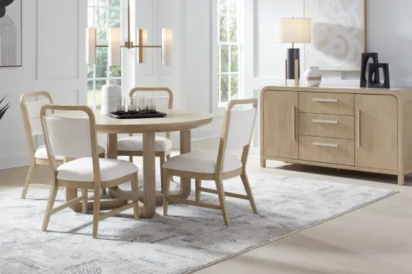 Canyon Sandstone 5 Pc Round Dining Room with Upholstered Chairs