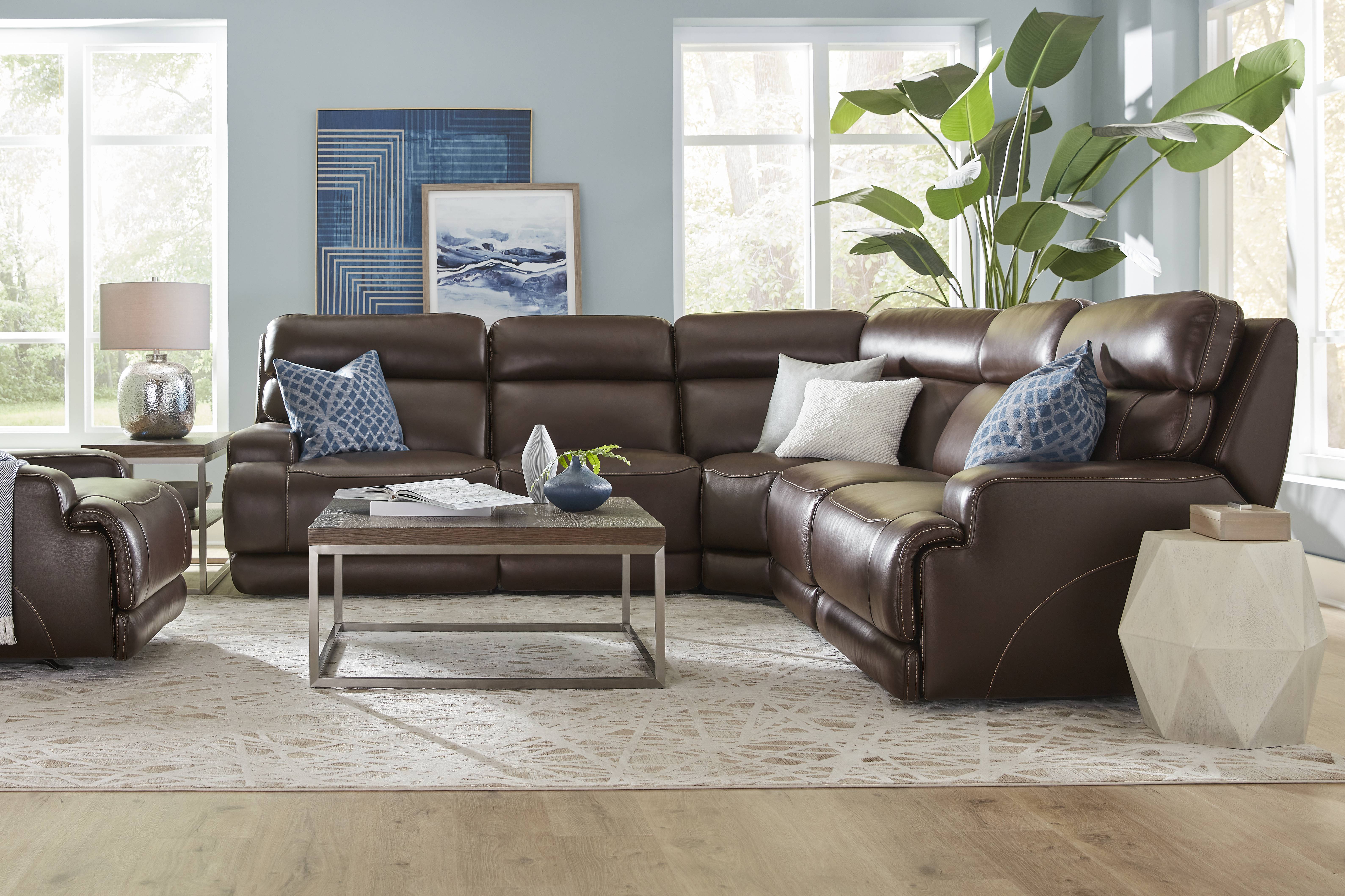 Parker Point Dark Brown Leather 8 Pc Triple Power Reclining Sectional Living Room - Thumbnail - Image 1