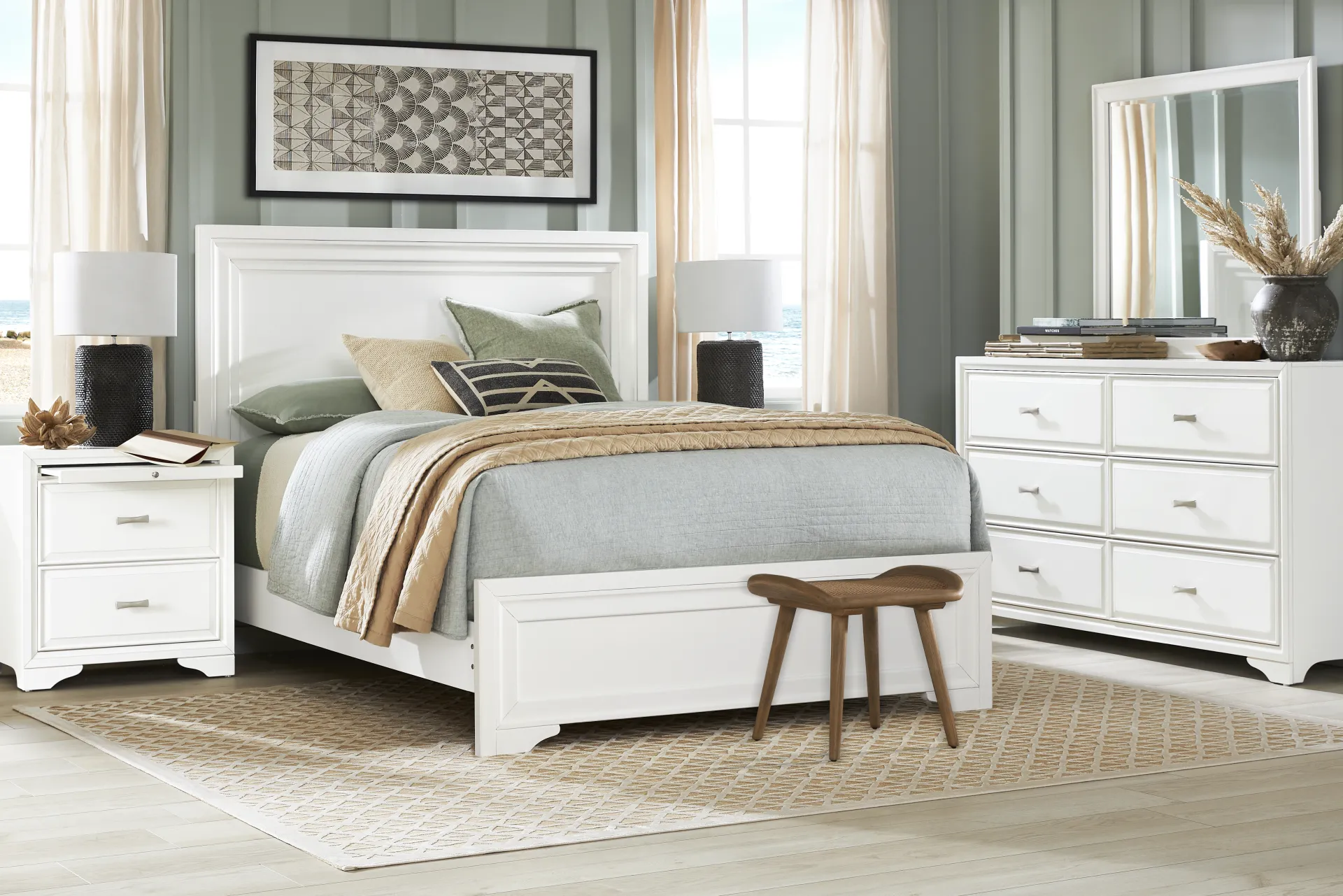 Belcourt White 3 Pc King Panel Bed - Image 1