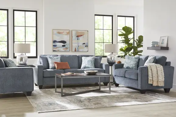 Alanis Bay Blue 8 Pc Living Room
