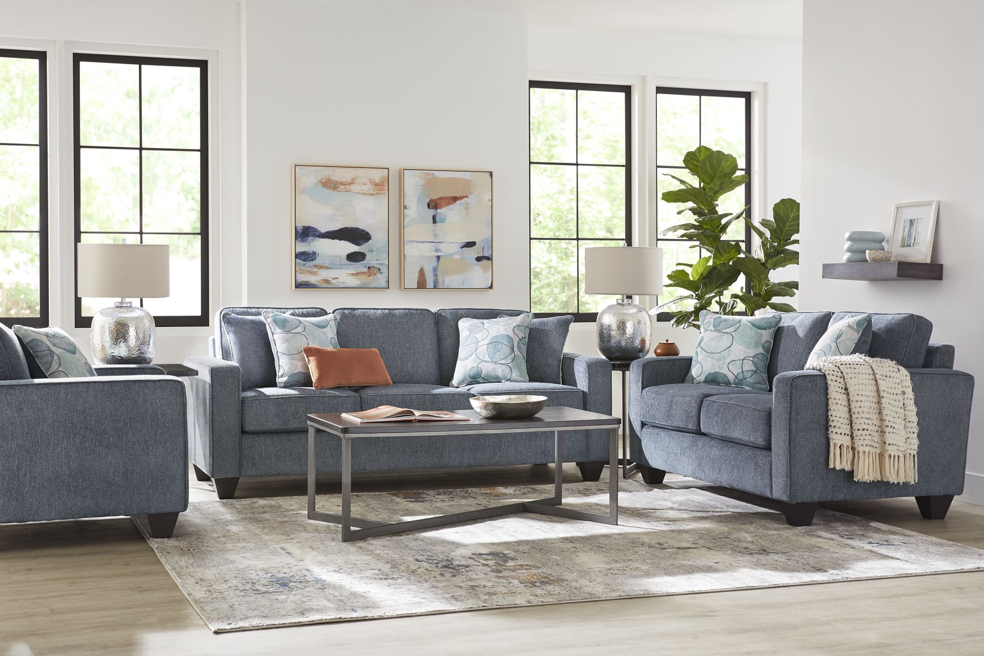 Alanis Bay Blue 8 Pc Living Room - Image 1