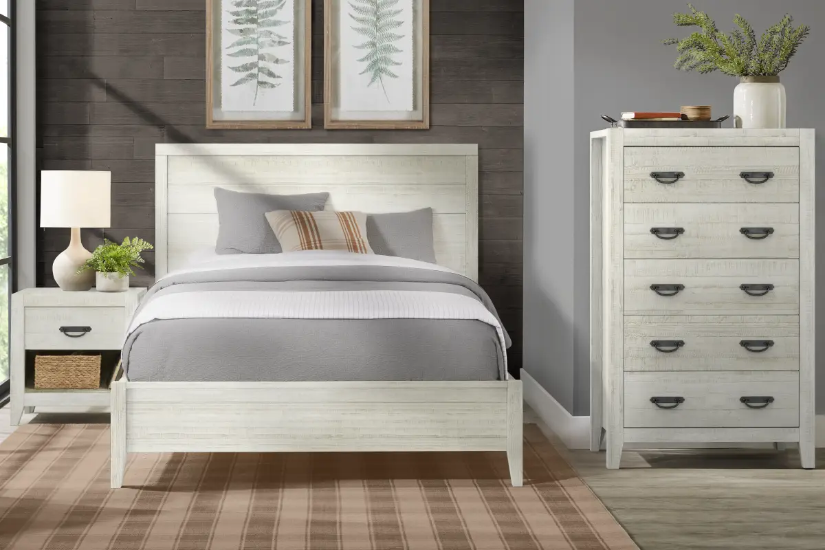 Palm Grove White Open Nightstand