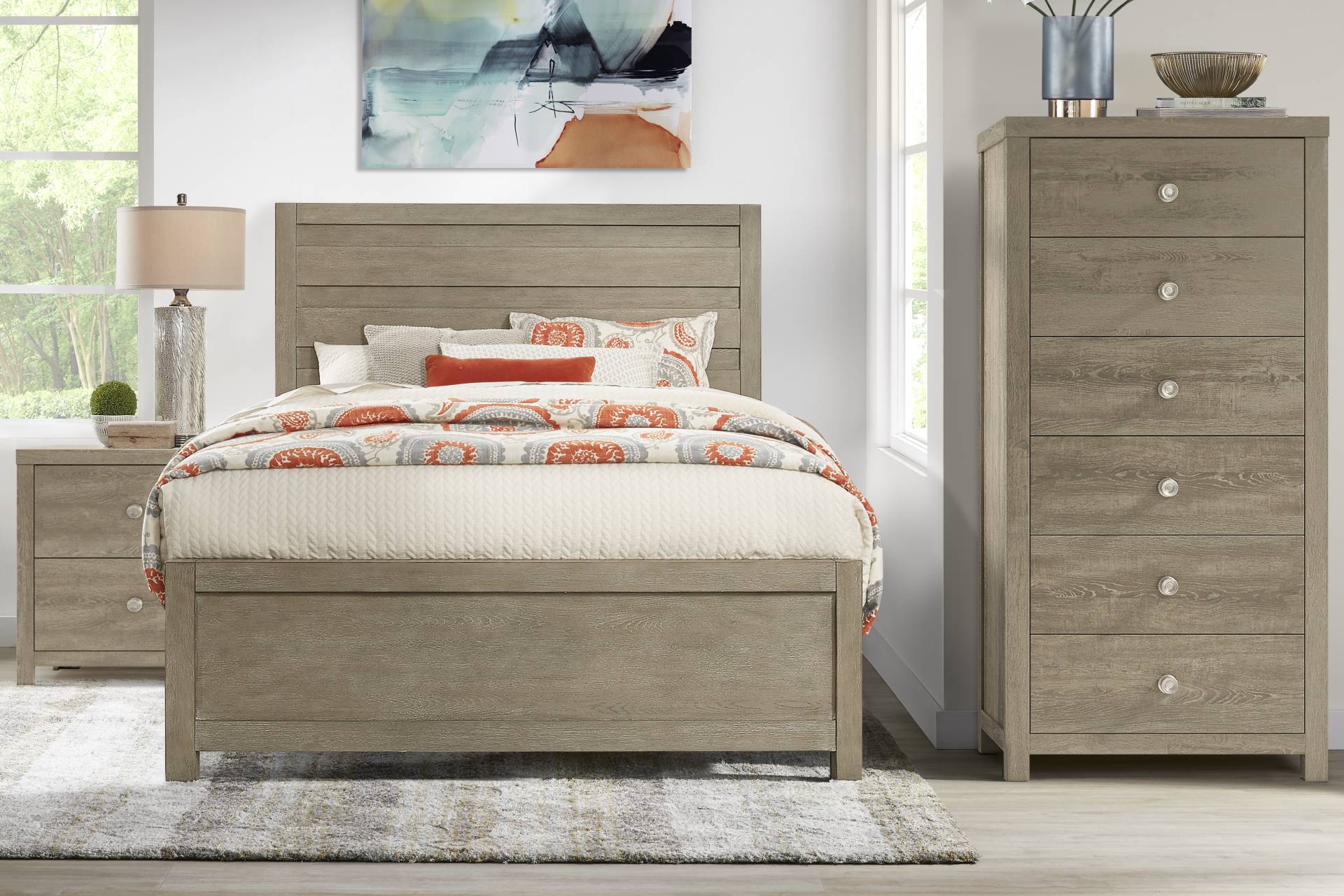 Barringer Place Gray 5 Pc King Panel Bedroom full room