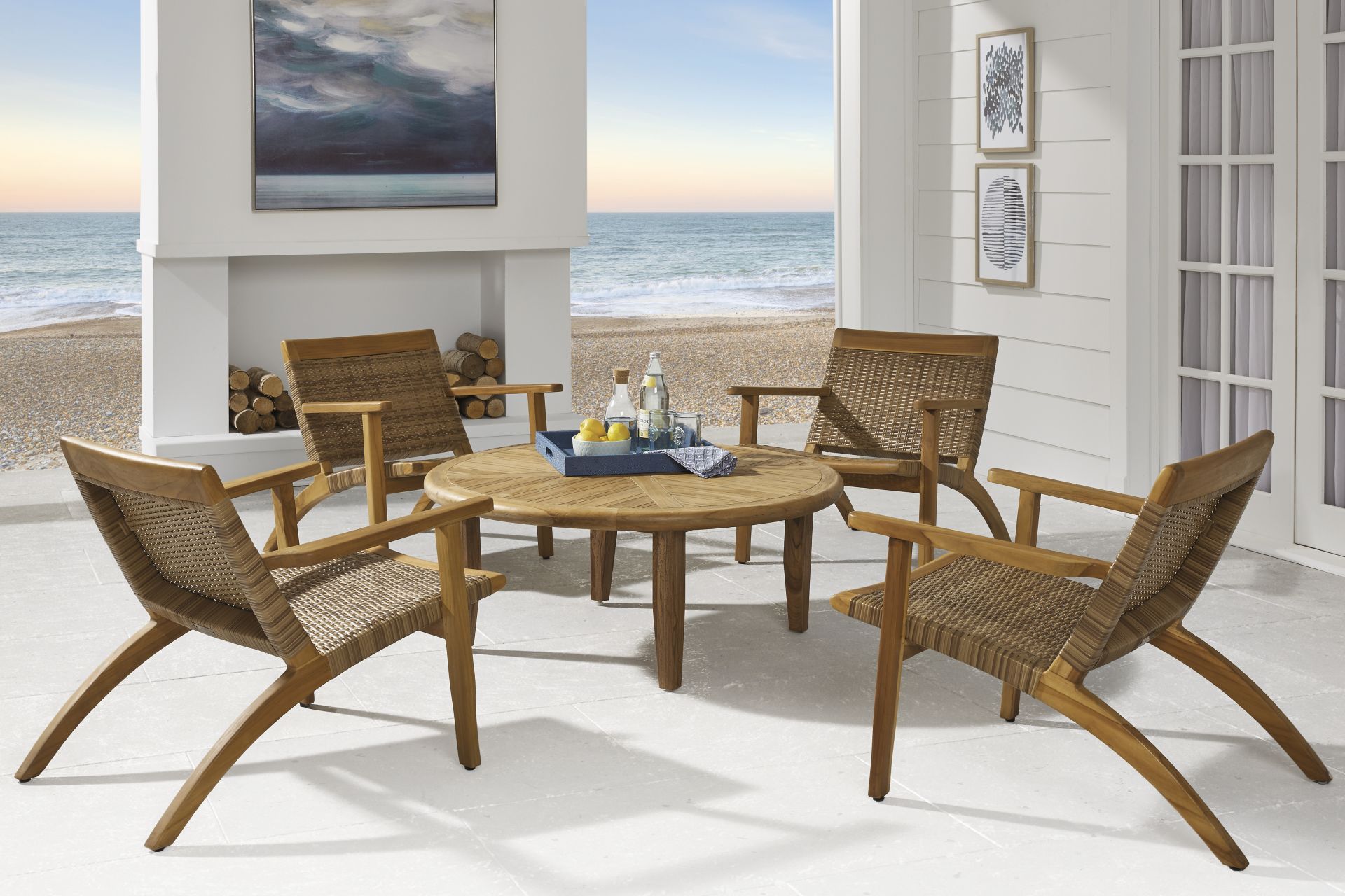 Hagen Teak 5 Pc Round Outdoor Chat Seating Set - Image 1