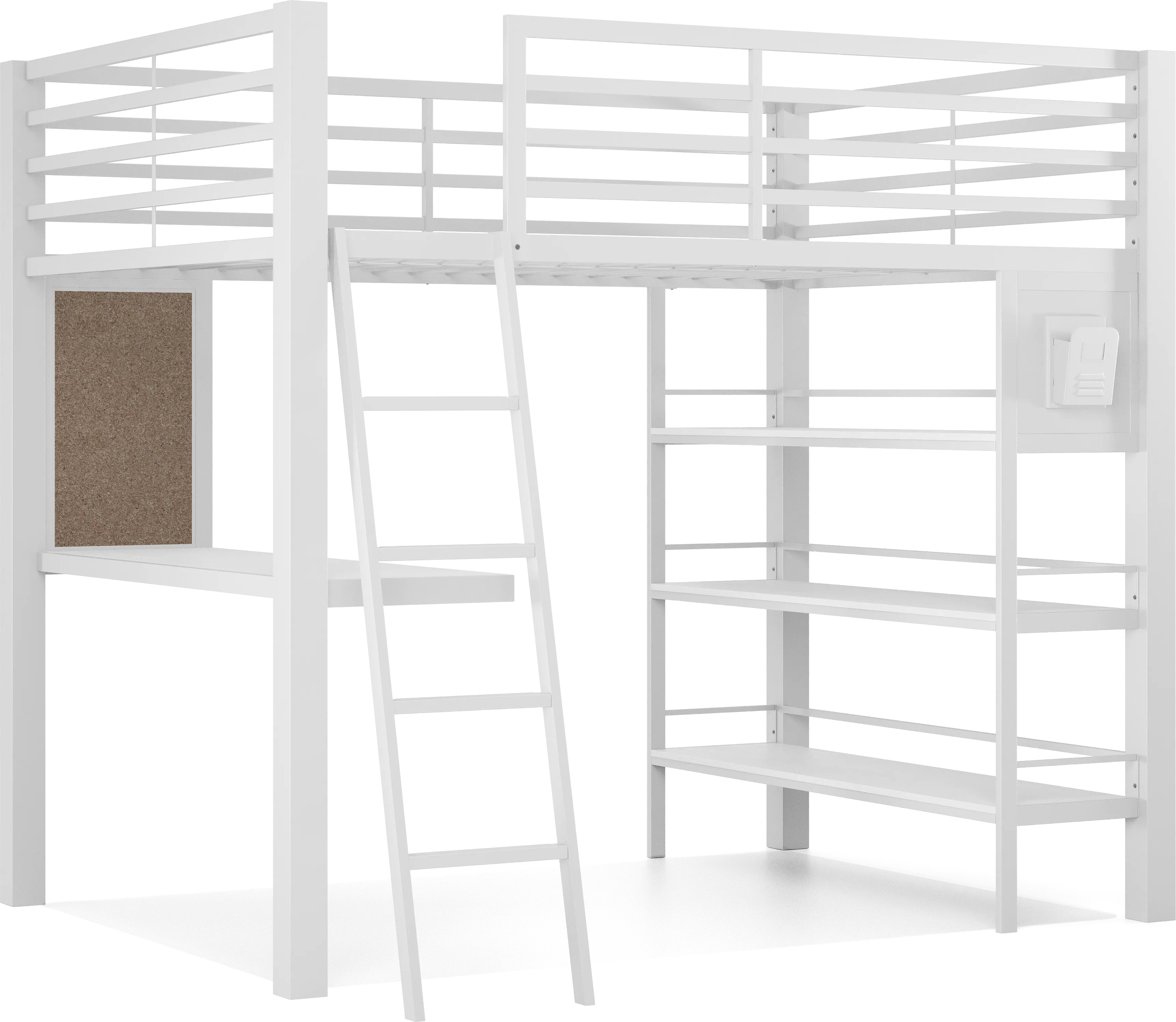 Kids Colefax Avenue White Full Loft Bed with Desk and Bookcase - Thumbnail - Image 1